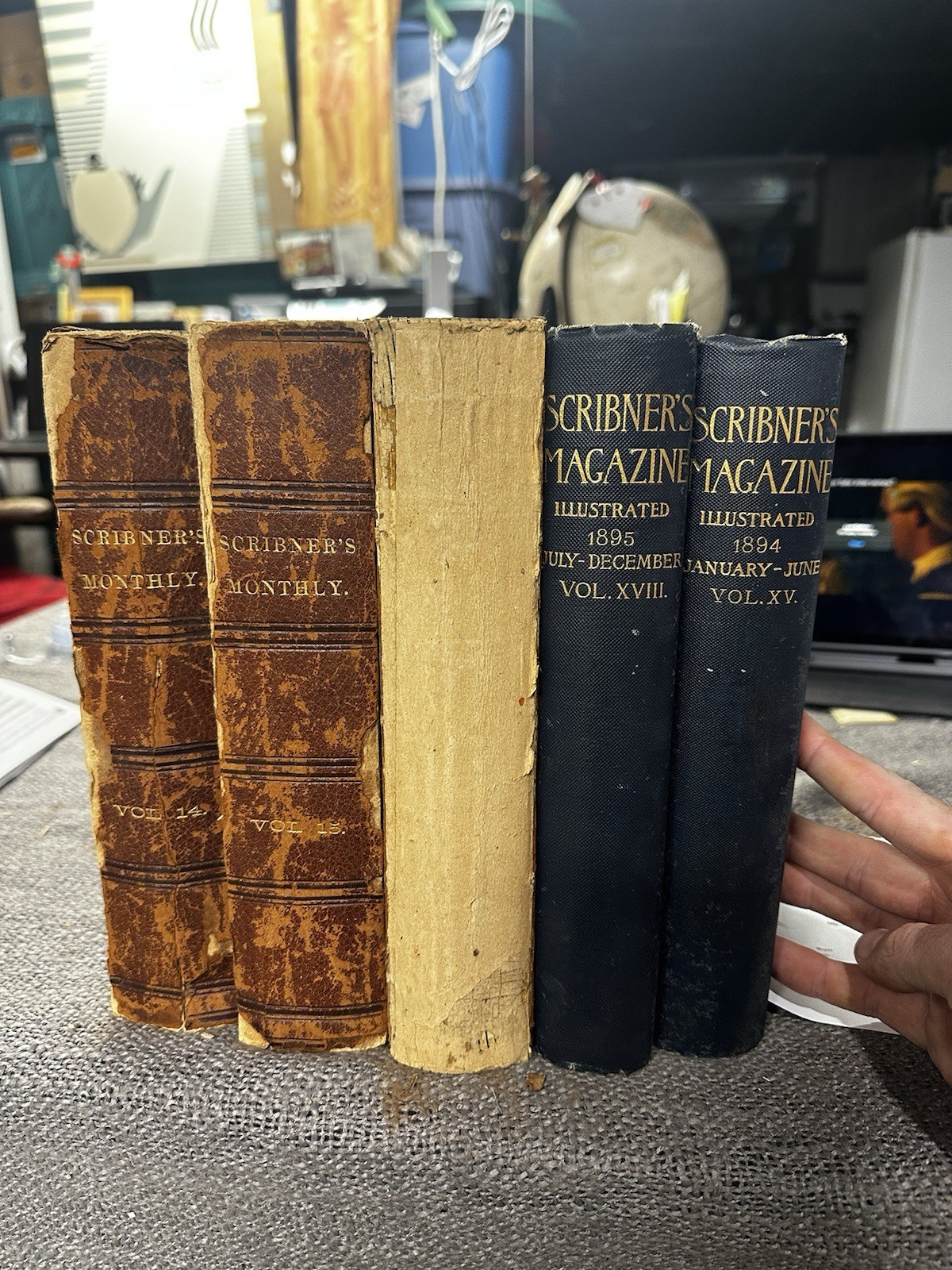Scribner’s Monthly Magazine, Lot of 5 1877-78 and volumes 14, 15, 18, 1894-95