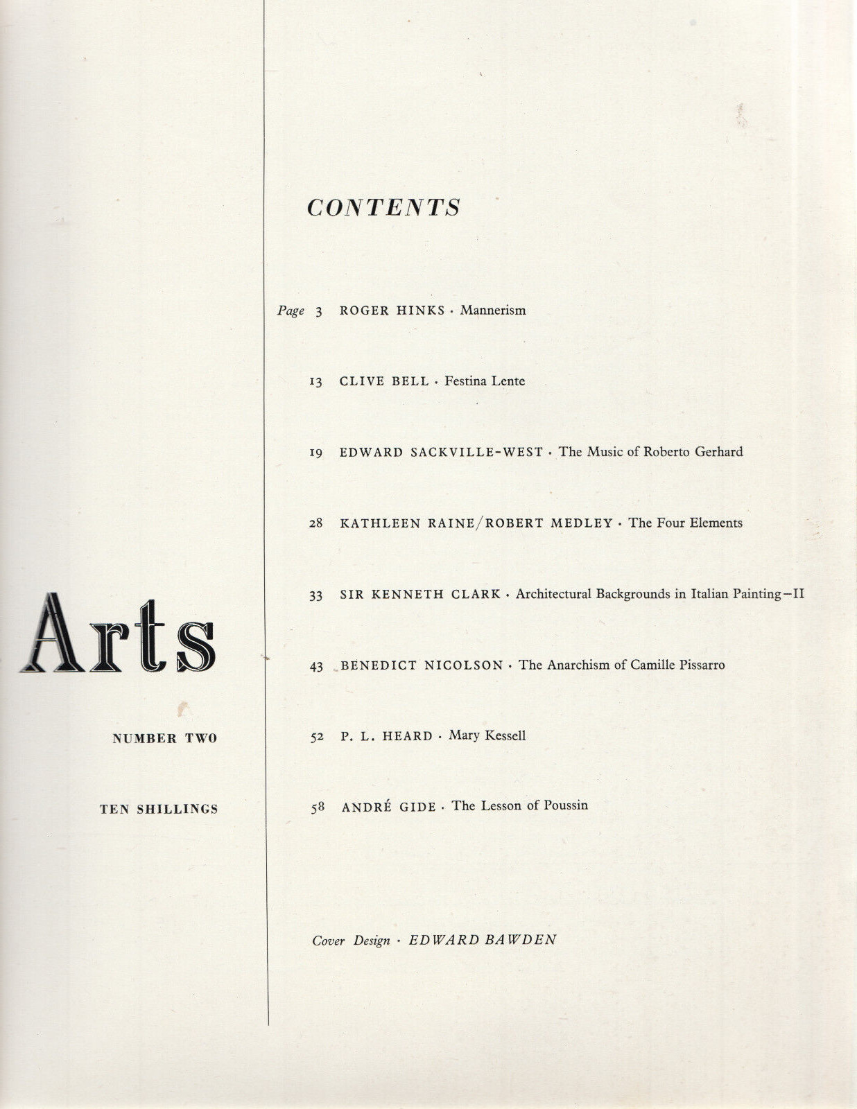 THE ARTS. Number Two. Published by Lund Humphries, UK.