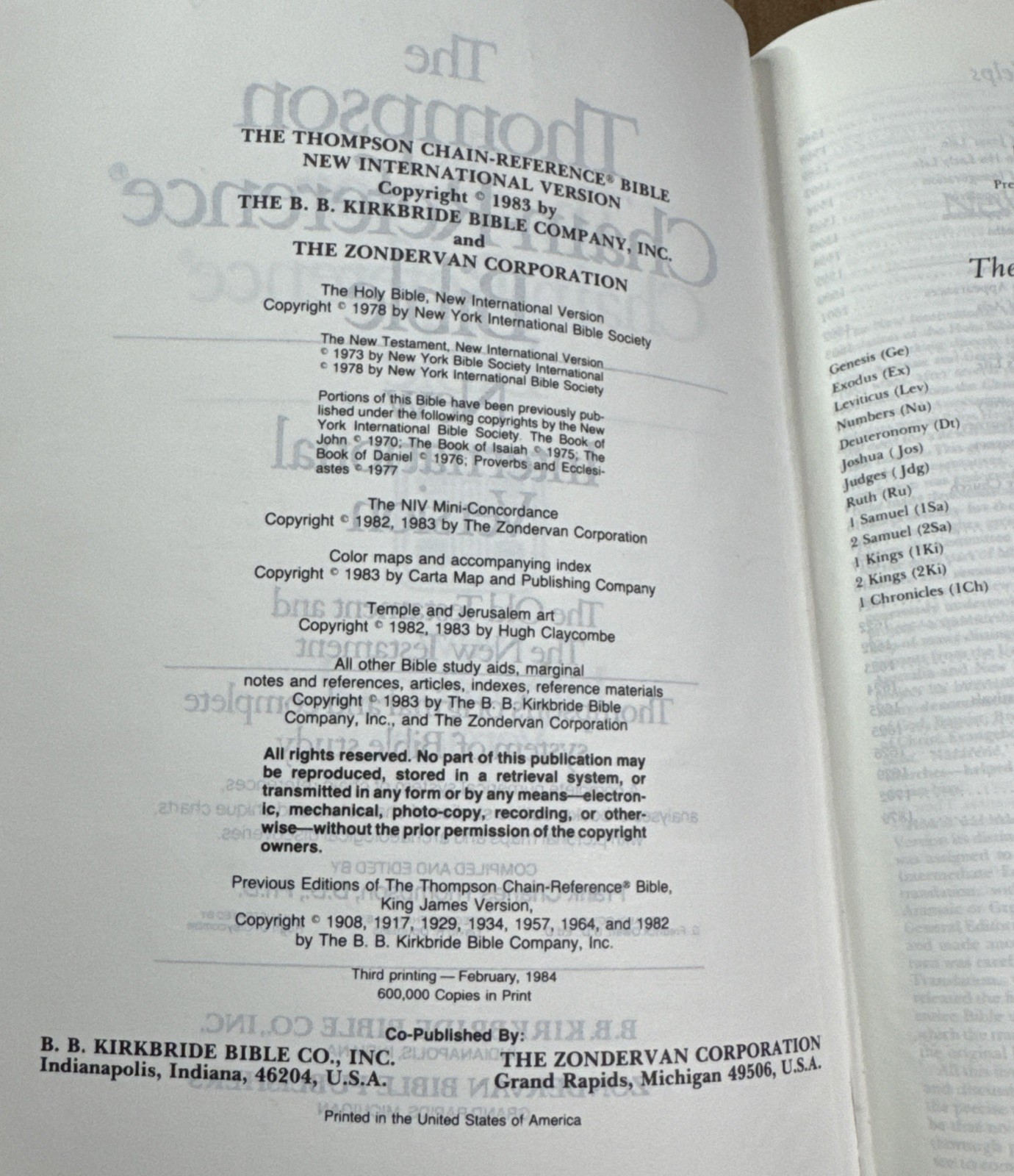 Thompson Chain Reference Bible NIV 1978-1983 Top Grain Calf Leather Kirkbride VG
