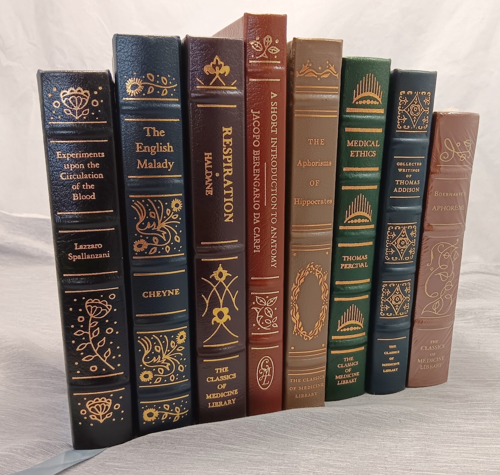 Lot/8 Classics of Medicine Library Leather-Bound Book Gryphon Decor Science #2