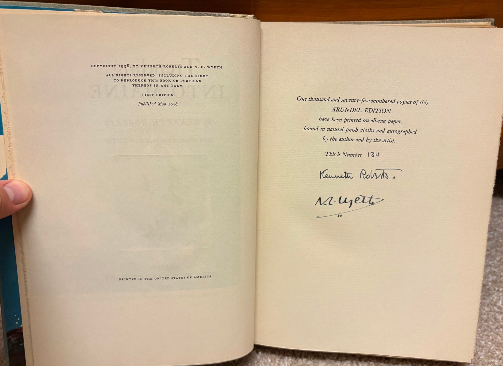Trending into Maine 1938 Signed by Kenneth Roberts & N.C. Wyeth #134 of 1075