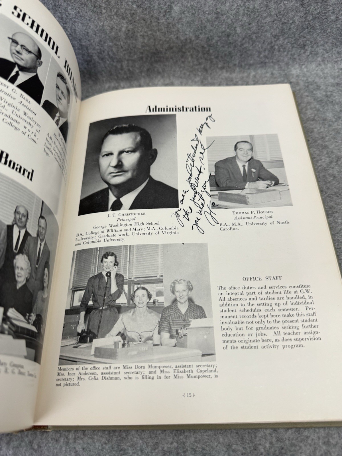 1961 Cavalier Yearbook George Washington HS Danville VA Signed
