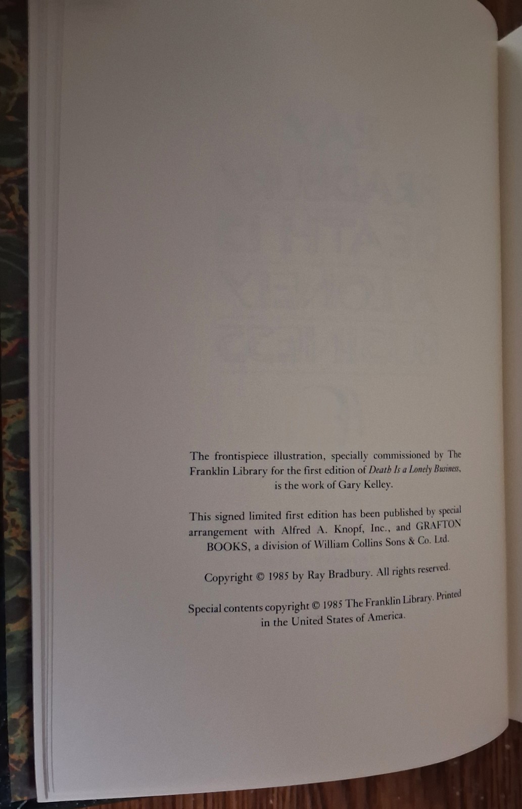 Signed Leather-bound ‚Death Is A Lonely Business‘ by Ray Bradbury First Edition