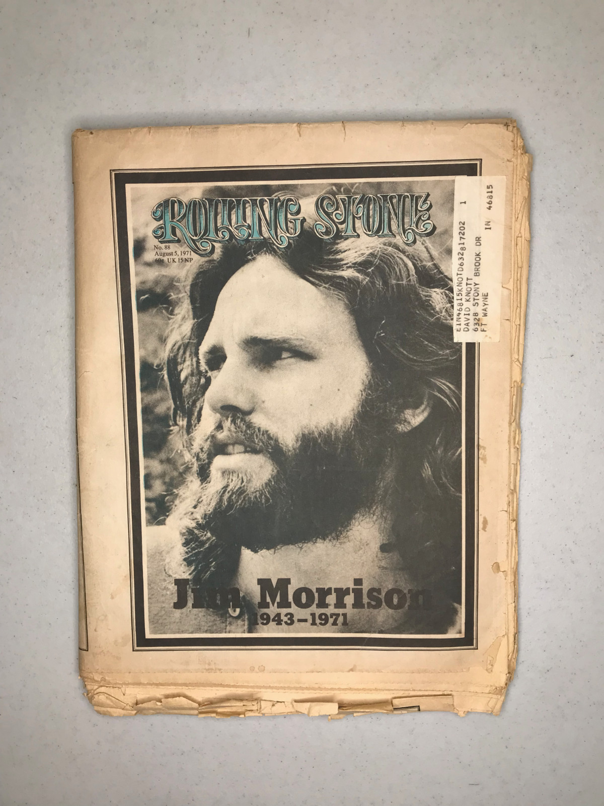 Rolling Stone #88 Aug 5 1971 Jim Morrison Memorial Doors Clippings Complete