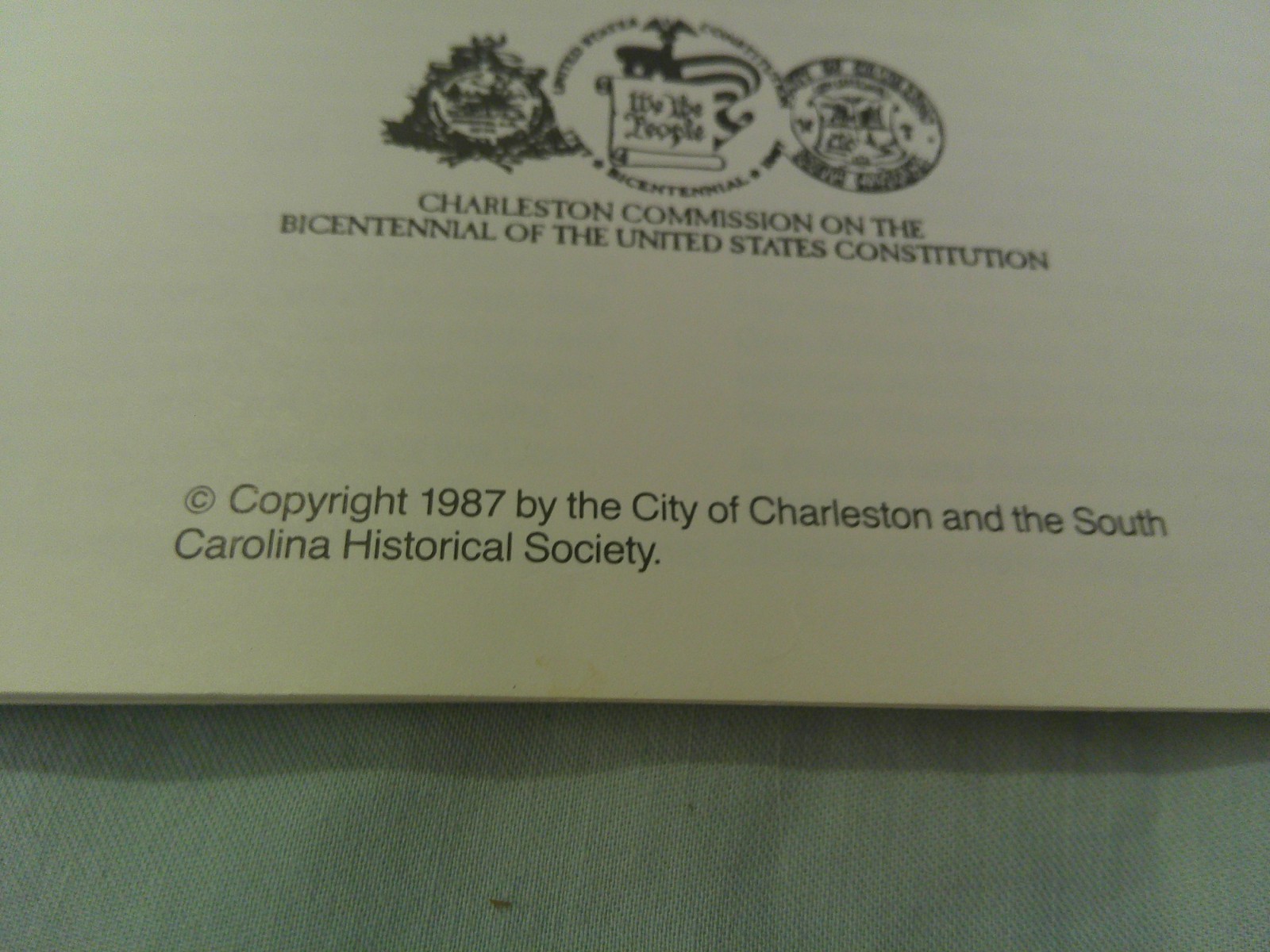 1987 Charleston SC & U.S. Constitution: A Guided Tour of Selected Sites Brochure