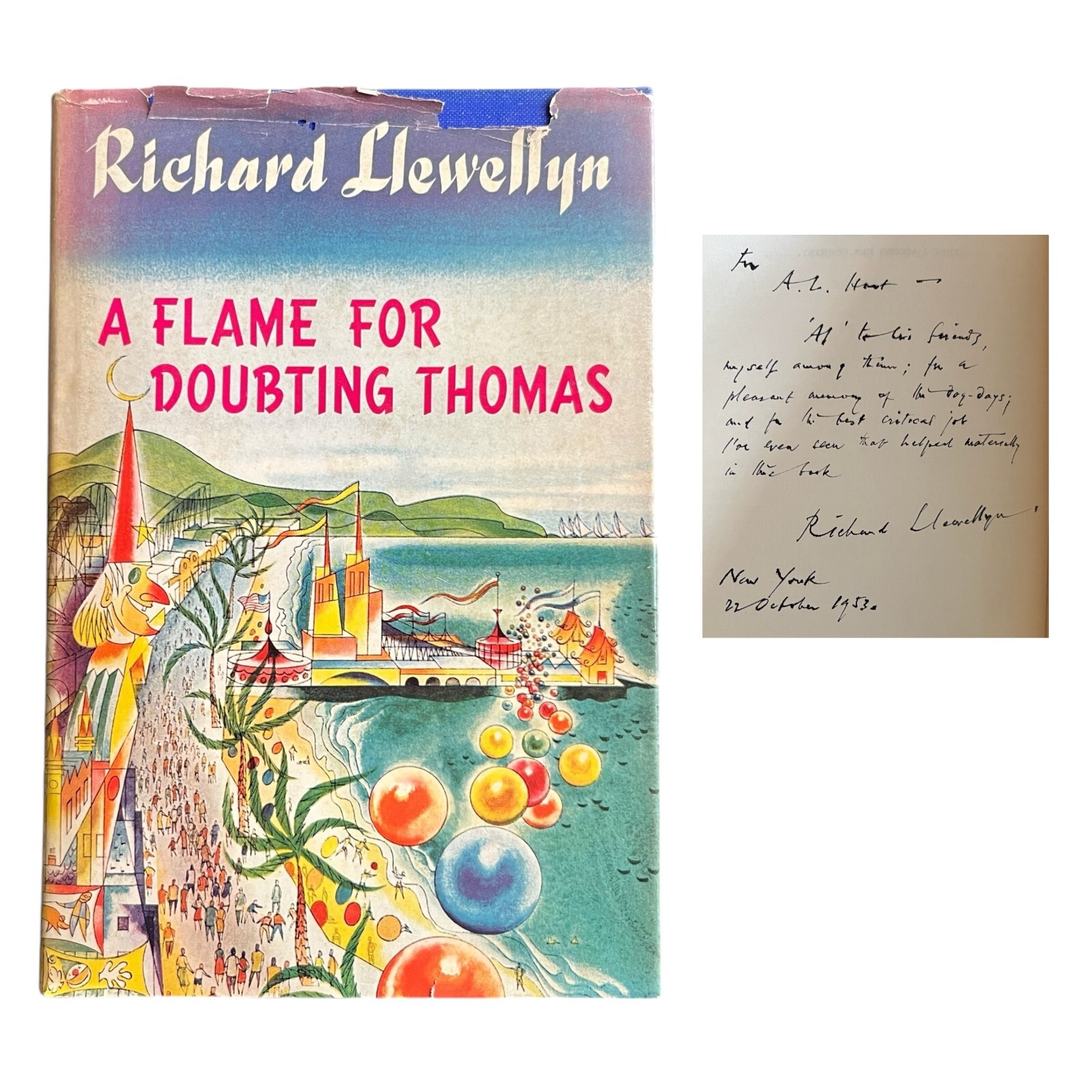 A Flame for Doubting Thomas – Richard Llewellyn Signed Association Copy 1953 ZDK