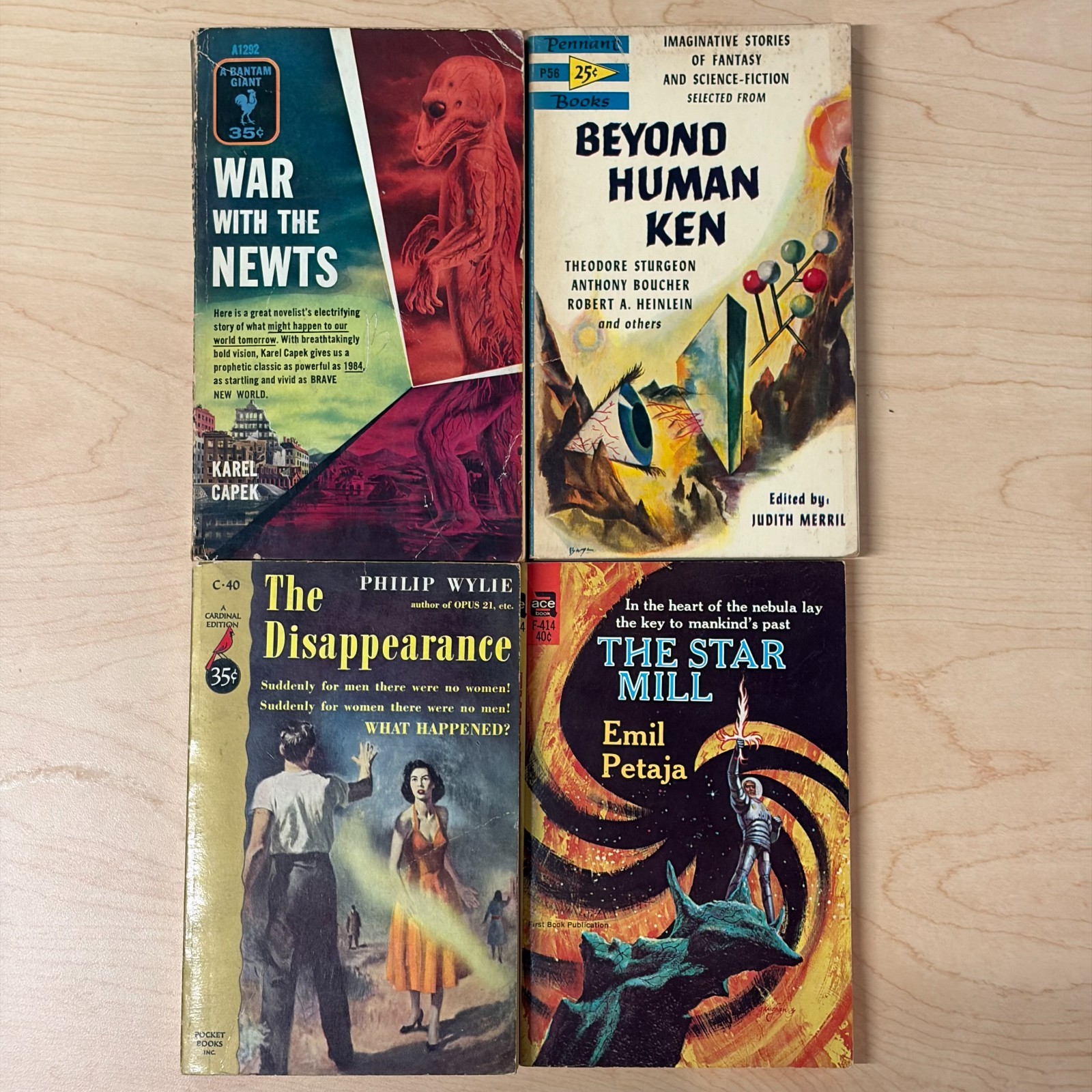Vintage Sci-Fi Paperbacks Lot 4 Karel Capek War Newts Philip Wylie Star Mill