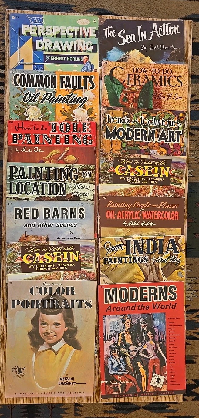 lot of 14 vintage Walter Foster Art Books, various topics, very good condition