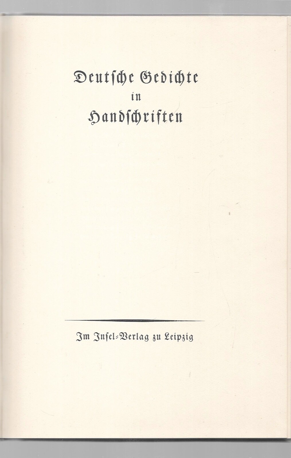 German Poems in Manuscripts FIRST EDITION Insel-Verlag Halbpergament