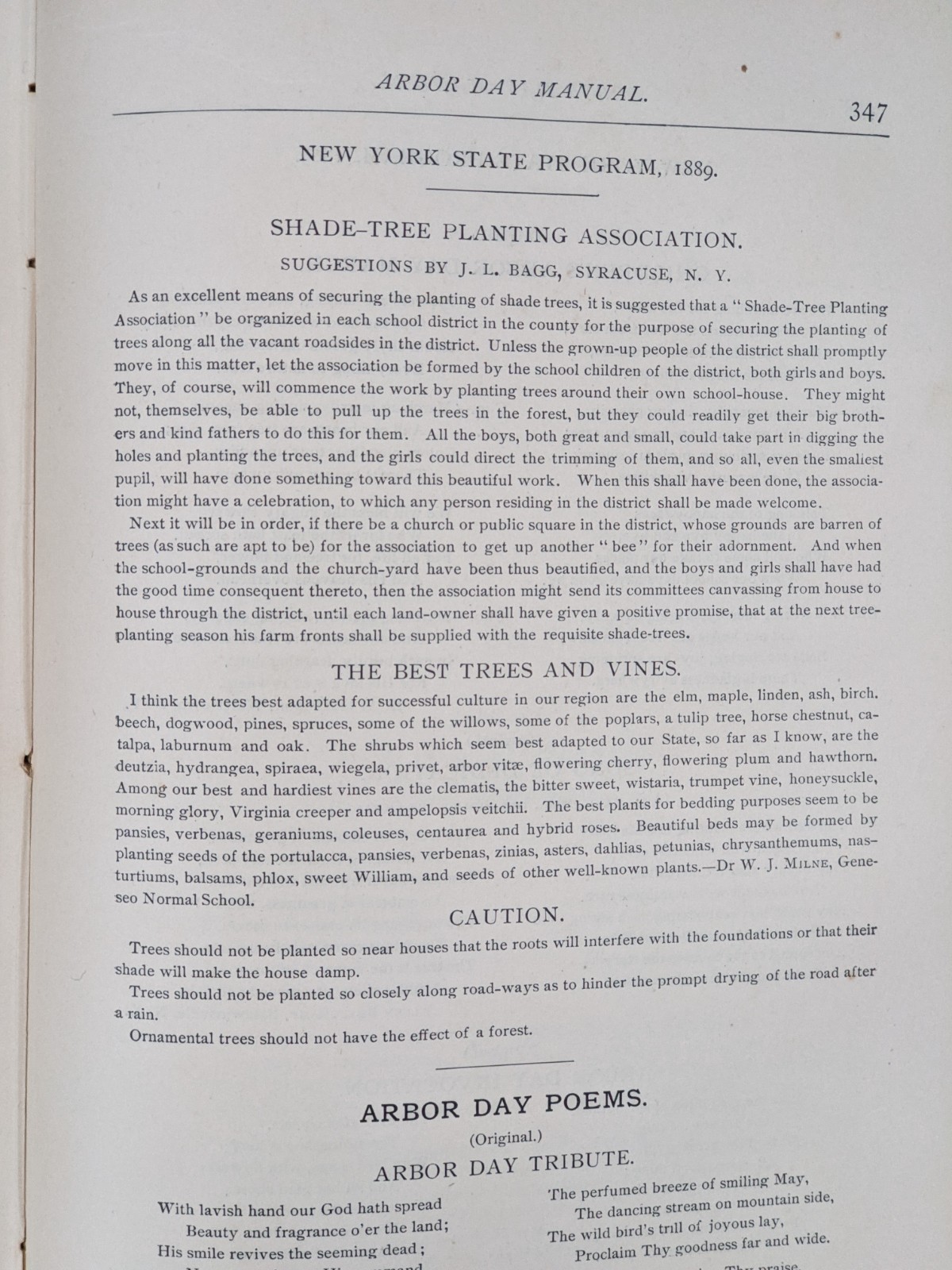 Arbor Day Manual by Charles R Skinner, Weed Parsons and Company, 1890, Very Good