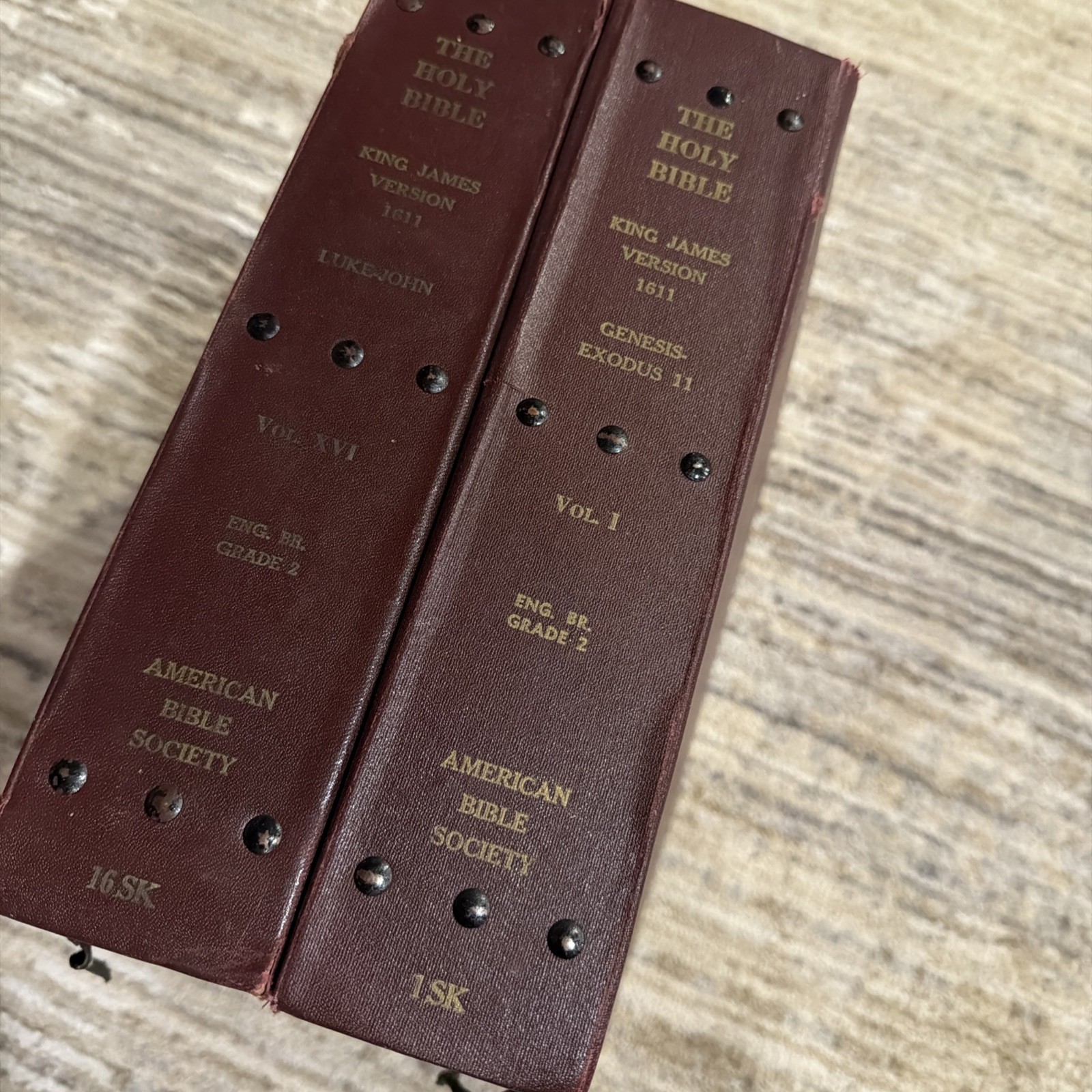 Braille Bible Vol 1 & 16 Genesis Exodus Luke John American Bible Society KJV