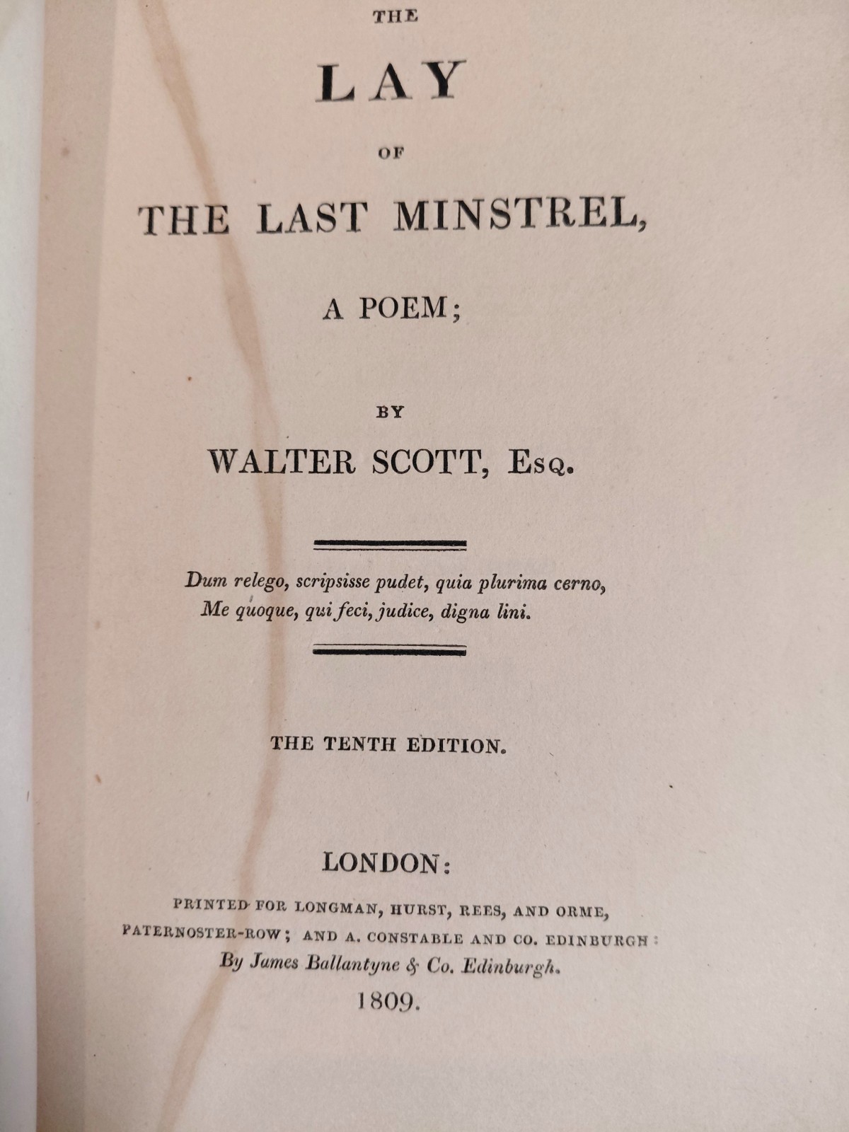 1809 Book – The Lay of the Last Minstrel – Walter Scott. Esq. – Poor Condition