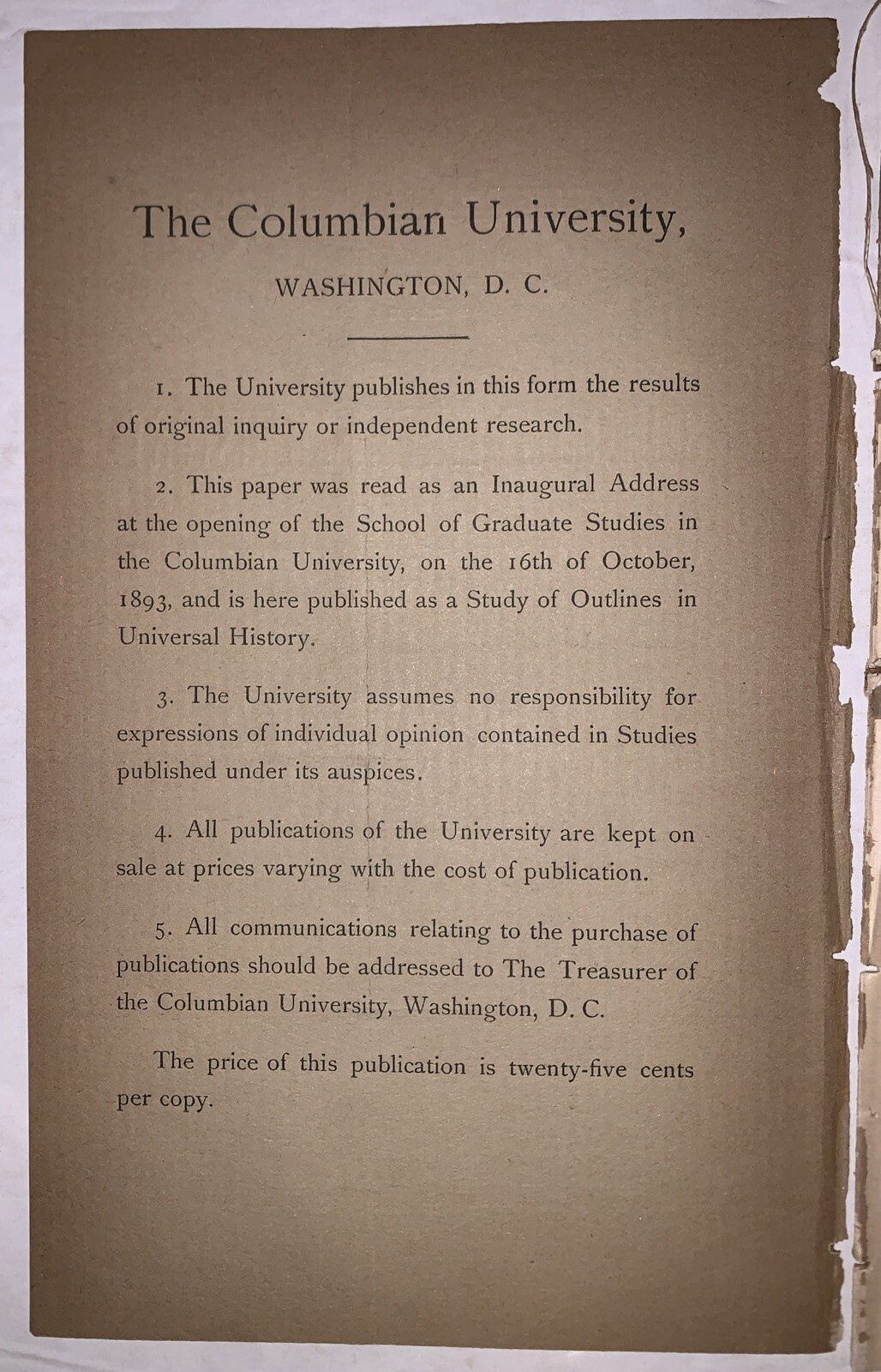 1894, 1st, WELLING, THE SCIENCE OF UNIVERSAL HISTORY, EDUCATION, ACADEMIC