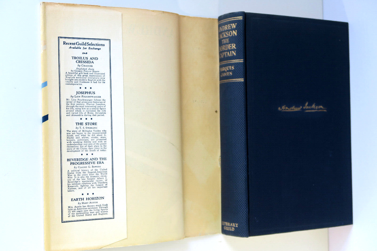 ANDREW JACKSON The Border Captain by Marquis James 1933 First Edition HC/DJ
