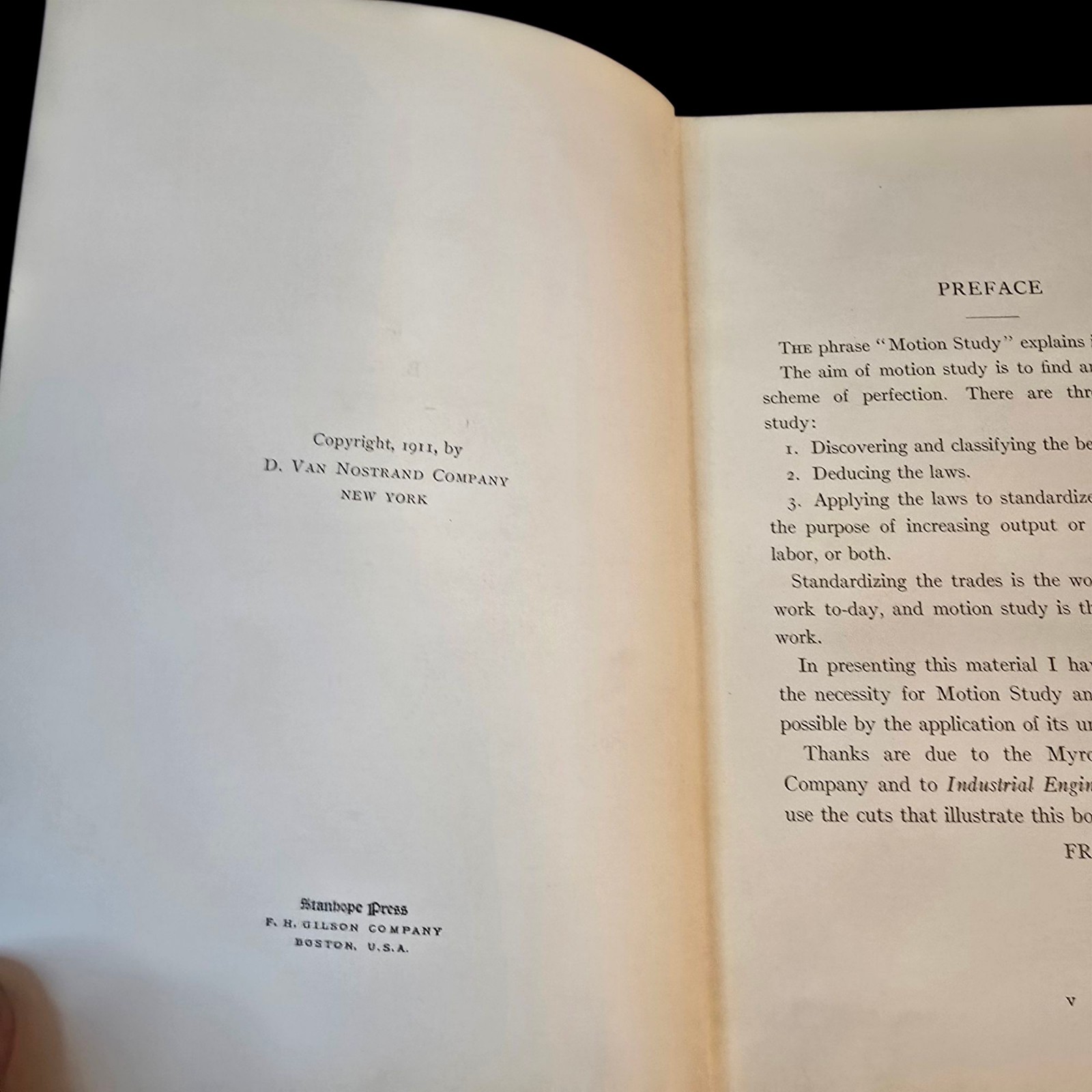 Frank B Gilbreth Motion Study First Edition Van Nostrand Co., 1911