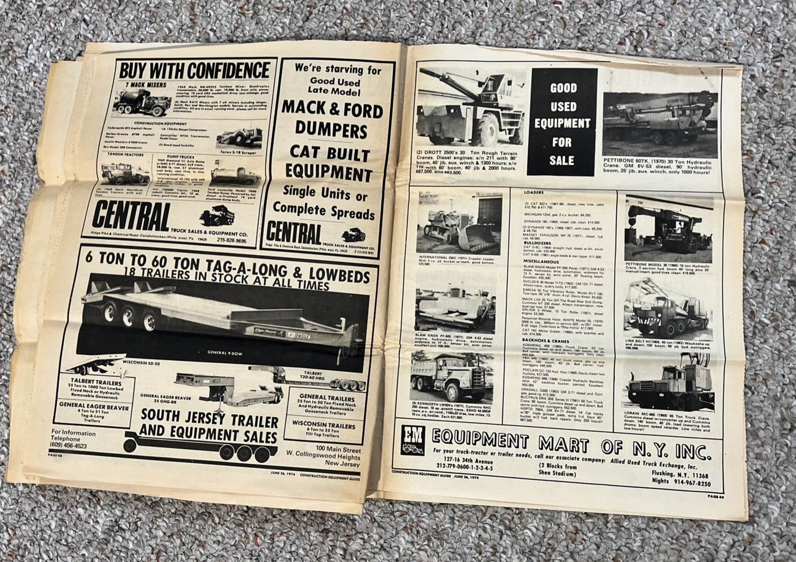 Vintage Construction Equipment Guide Newspaper June 1974 – 52 Pages