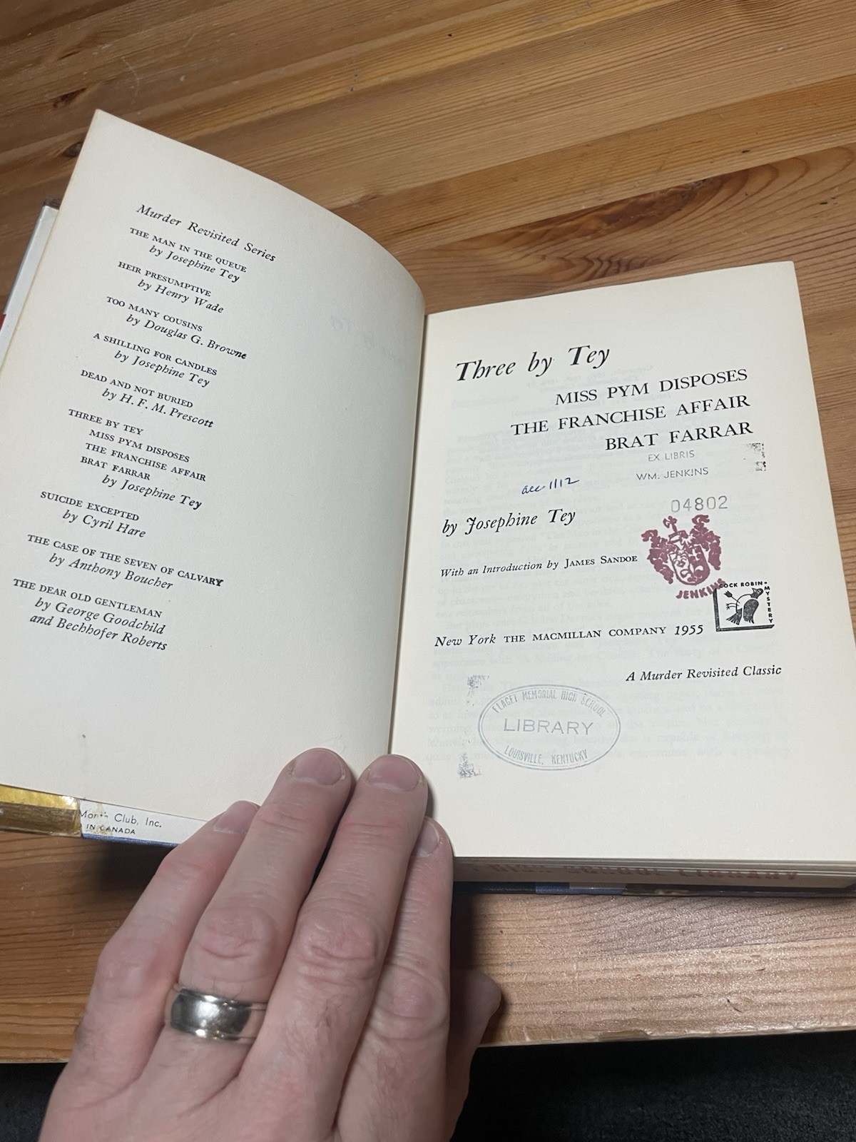 Three By Tey Hardcover Josephine Tey 1955 Macmillan Company