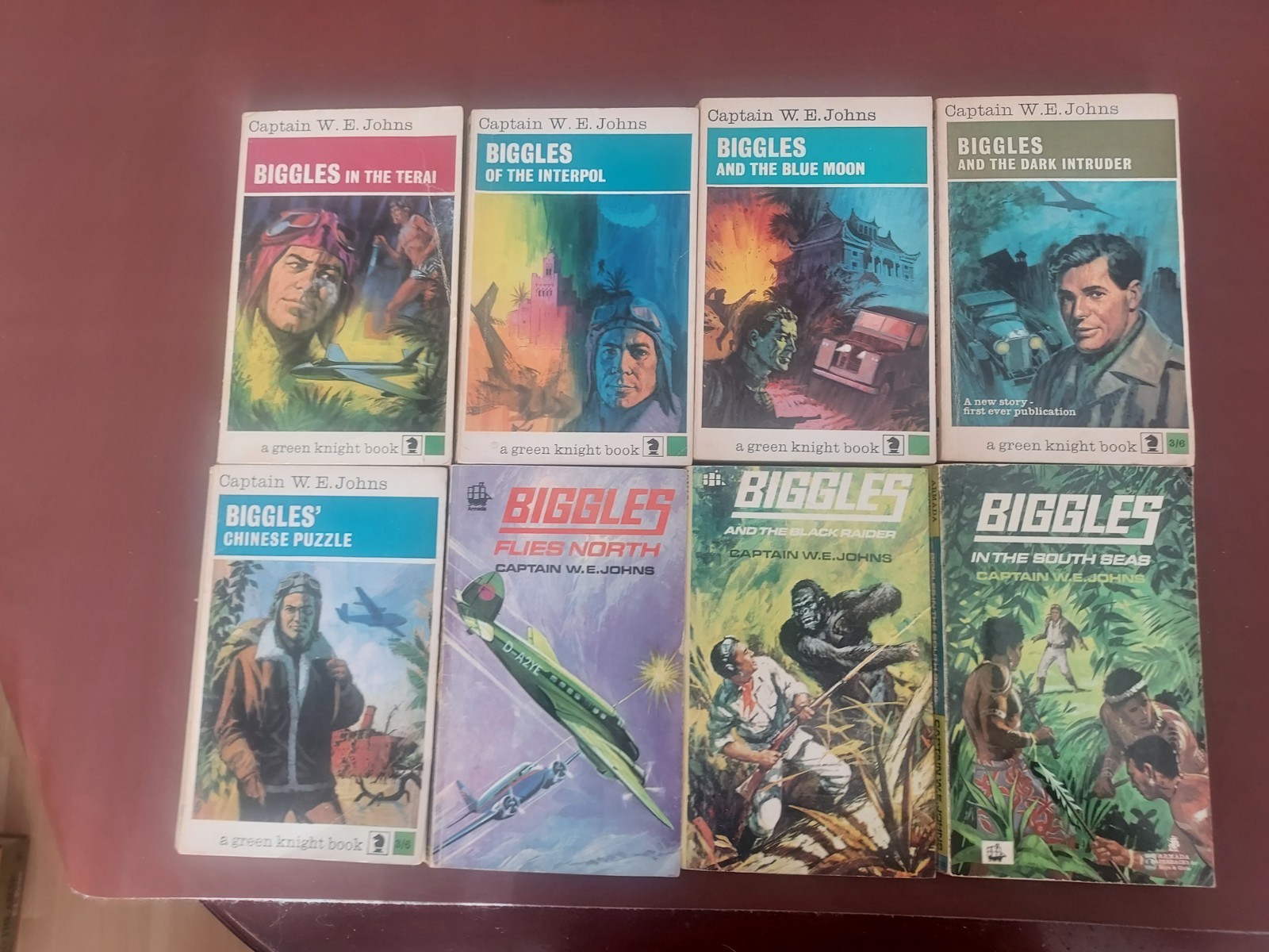 Collection Of 8 Biggles Knight/Armada Paperback Books 1960’s-1970’s Good Cond.