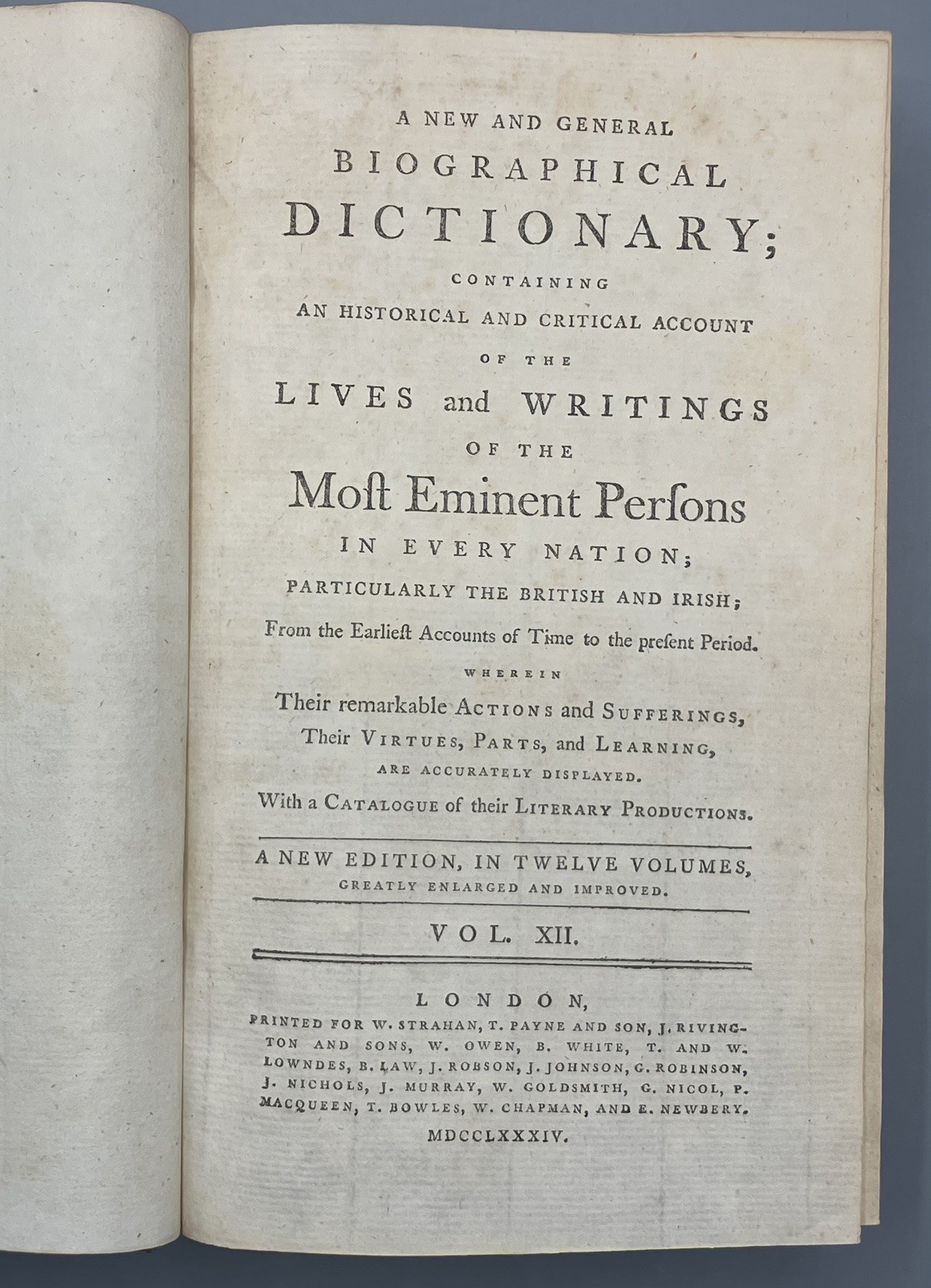 1784 New General Biographical Dictionary 12 Vols Fine Leather Bindings Tree Calf