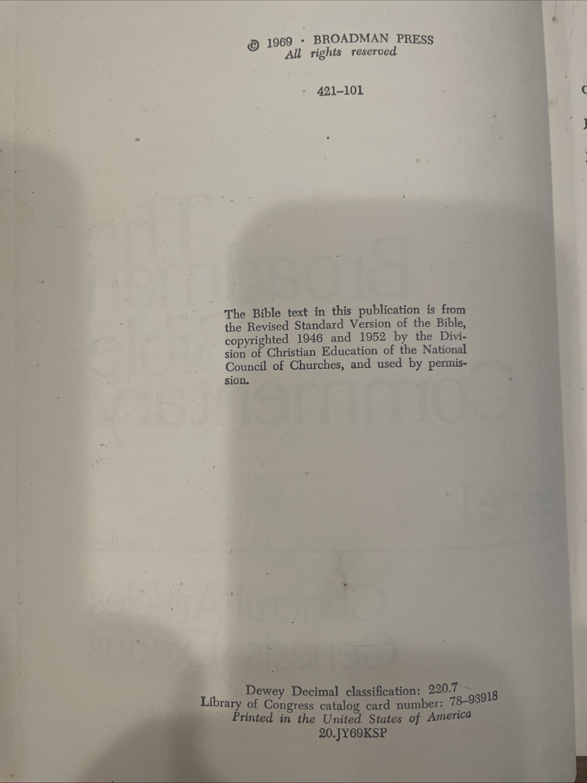 *Rare/Controversial* Broadman Bible Commentary Vol. 1, 1969 First Ed. Unrevised