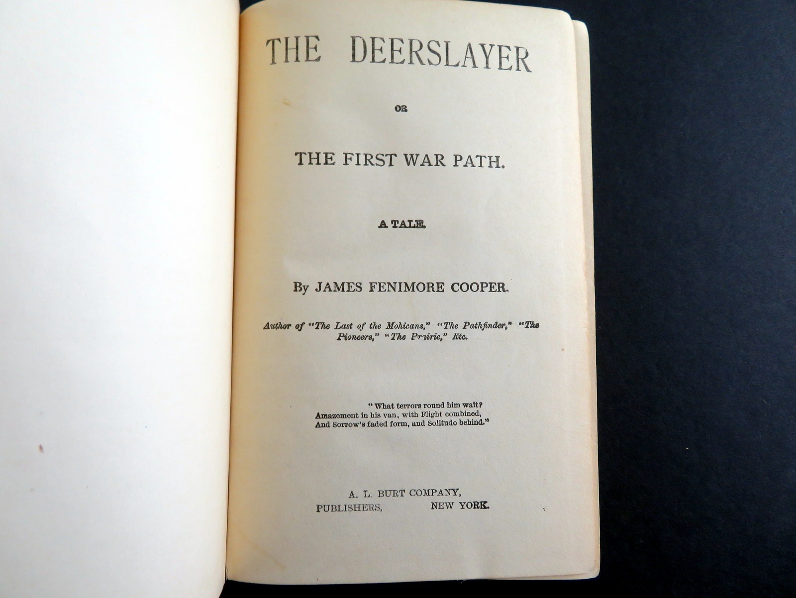 The Deerslayer or The First War Path, James Fenimore Cooper, A.L. Burt Co.