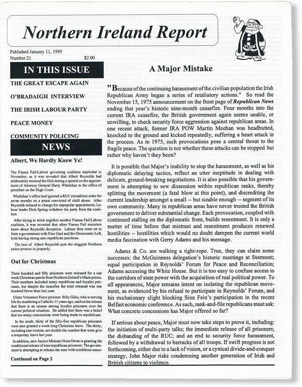NORTHERN IRELAND REPORT no.21 (Jan 11 1995) Bi-Monthly Political Newsletter