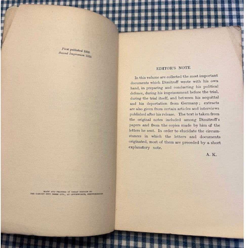 Dimitroff’s Letters From Prison (1935) Georgi Dimitrov Communist History Left BC