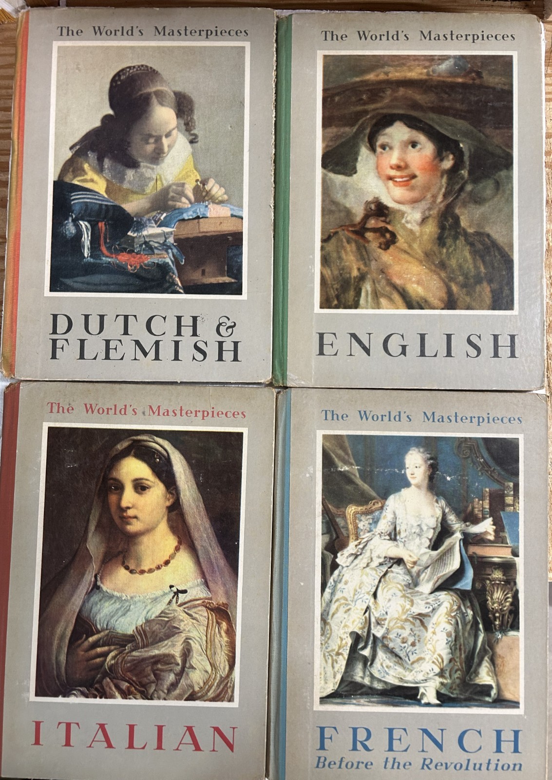 4 VINTAGE 1939 ART BOOKS „THE WORLD’S MASTERPIECES“ English French Italian Dutch