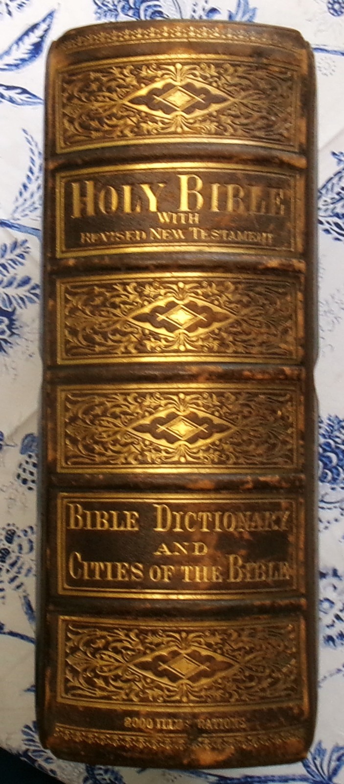 1882 LARGE HOLY BIBLE OLD AND NEW TESTAMENTS 2000 ILLUSTRATIONS LEATHER
