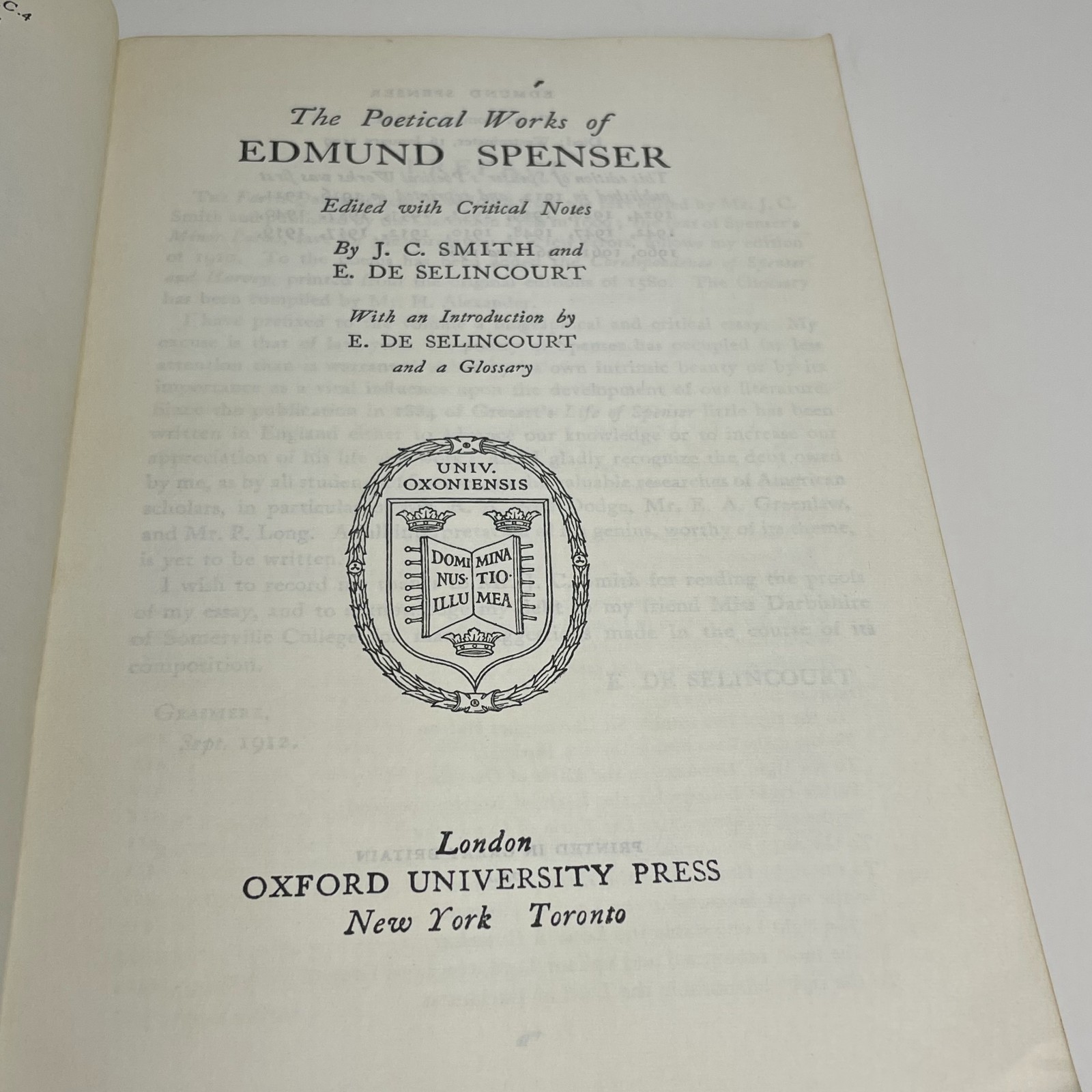 The Poetical Works of Edmund Spenser : Oxford Standard Authors Edition