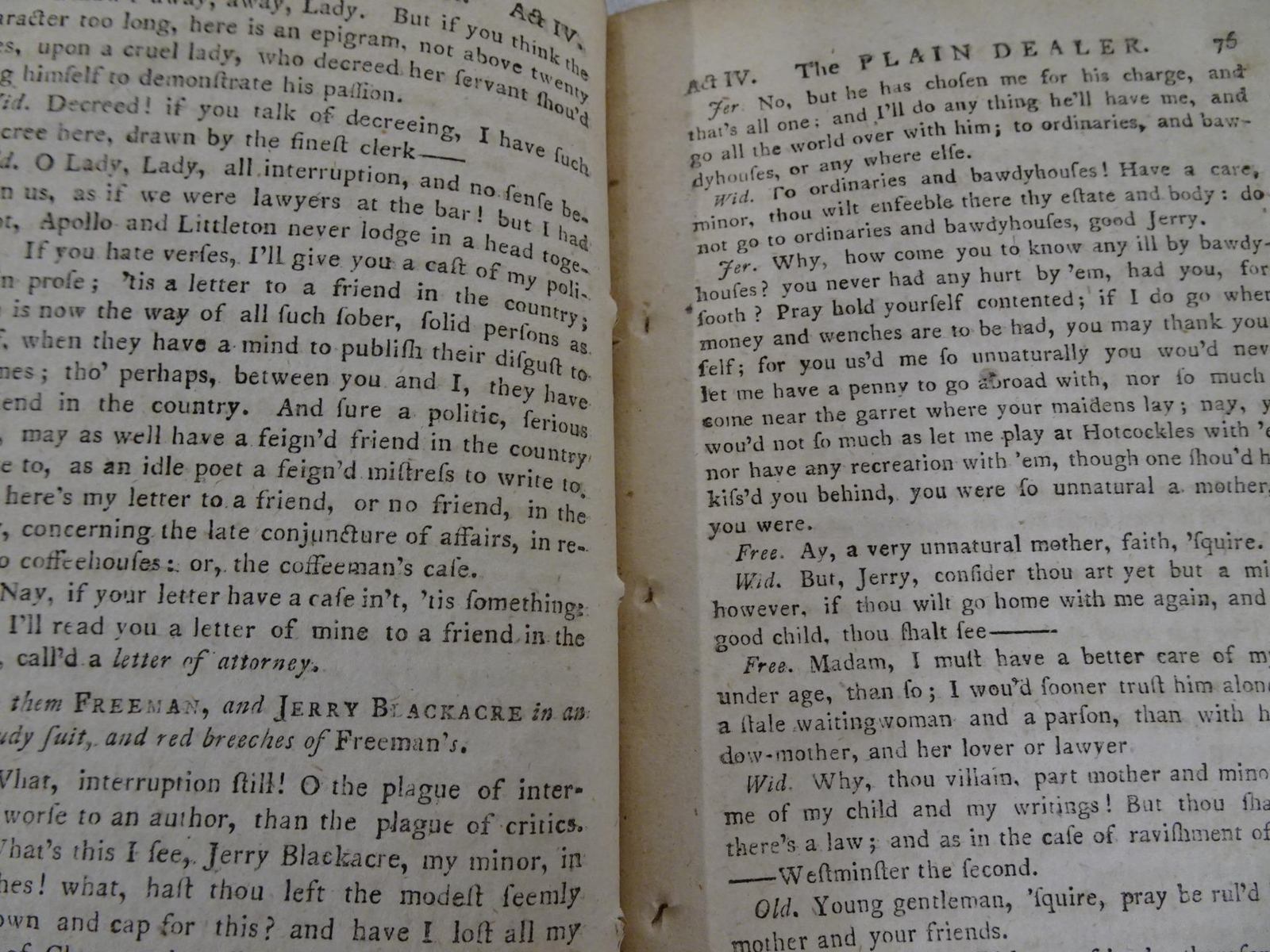 The Plain Dealer A Comedy 1768 William Wycherley N Nepecker