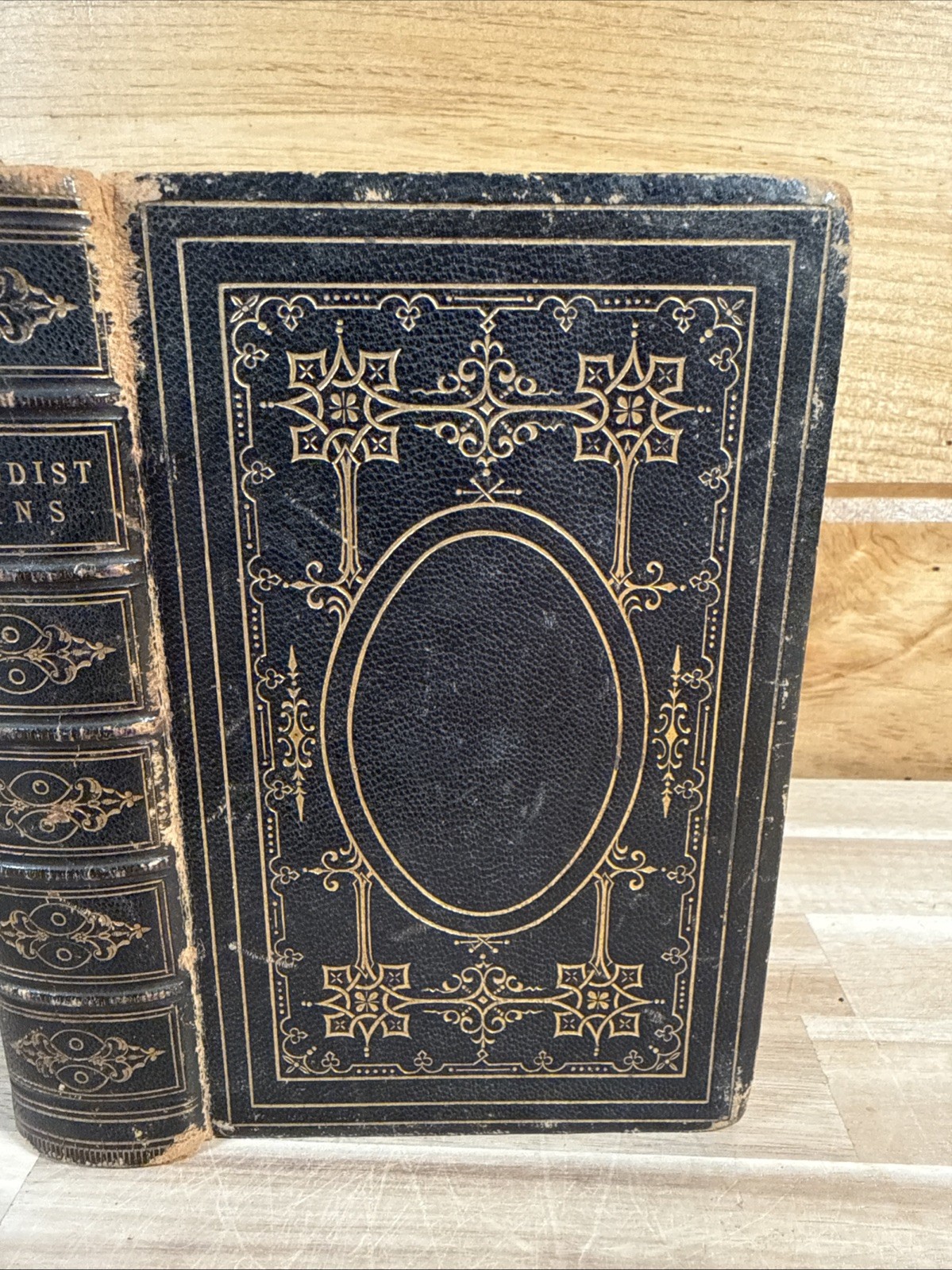 1870 HYMNS leather METHODIST cincinnati HITCHCOCK & WALDEN antique OLD