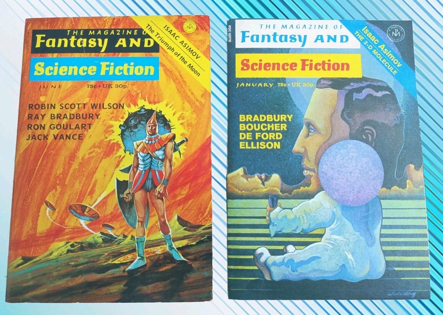 (2) RAY BRADBURY Fantasy and Science Fiction Magazines 1972 1973 Harlan Ellison