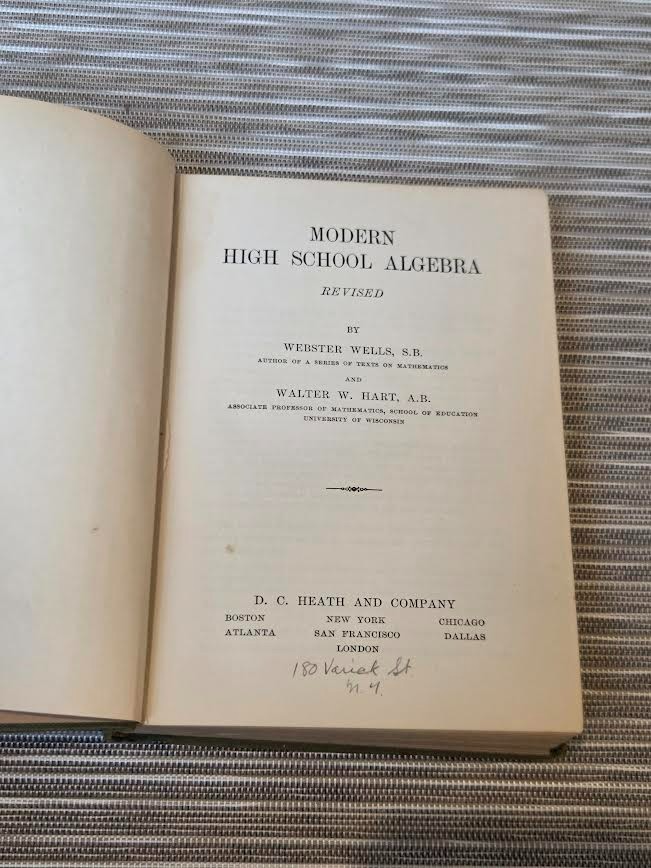 Modern High School Algebra Revised (1928 Textbook) By Wells Hart