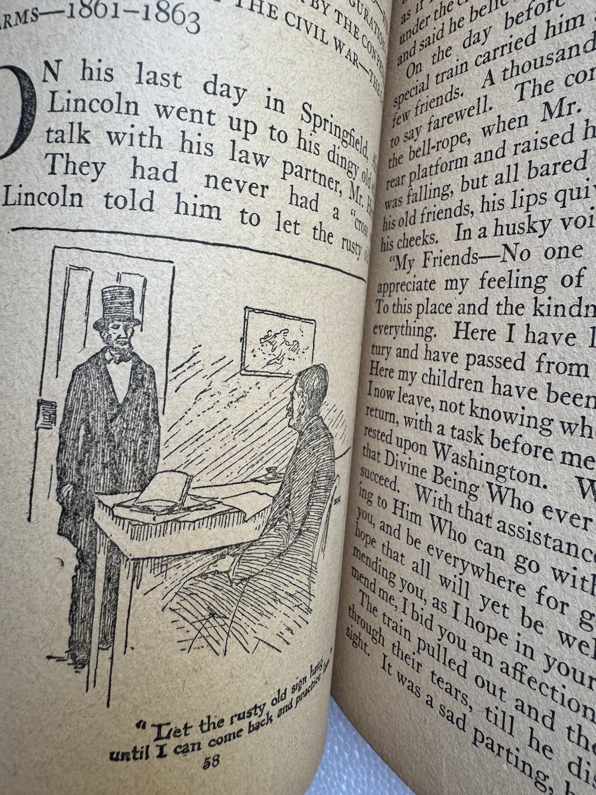Antique 1917 Abraham Lincoln Child Book Illust Civil War America History Series