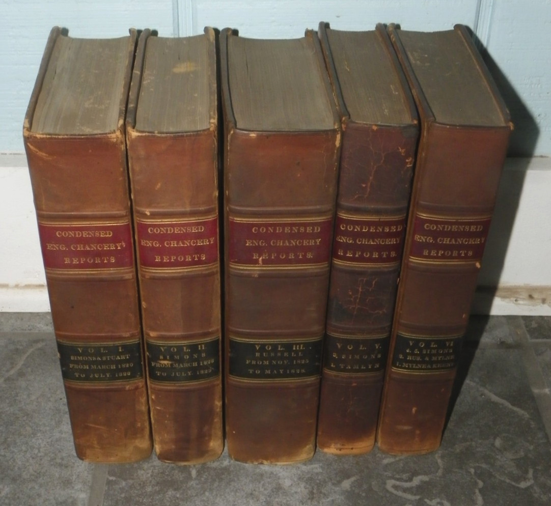 5 Vols 1830s Leather Law Books-Cases Decided in High Court of Chancery-Phila-VG