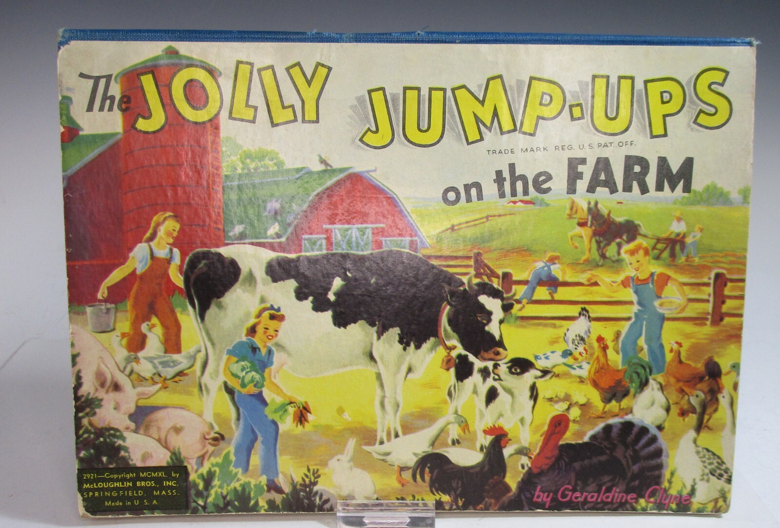 Vintage 1940 THE JOLLY JUMP-UPS ON THE FARM Popup Board Book Geraldine Clyne