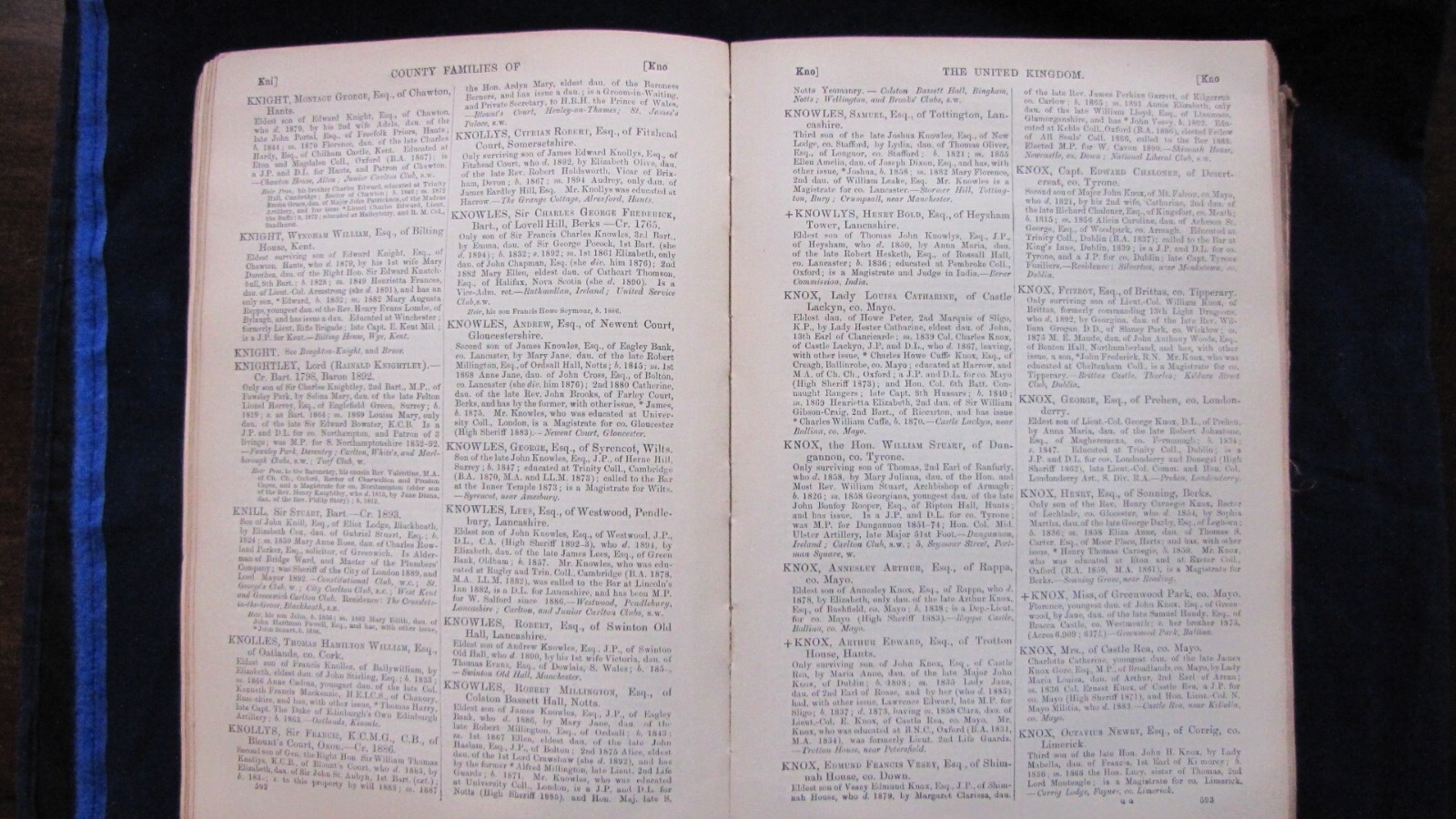 Walford’s County Families of the United Kingdom book. 1895