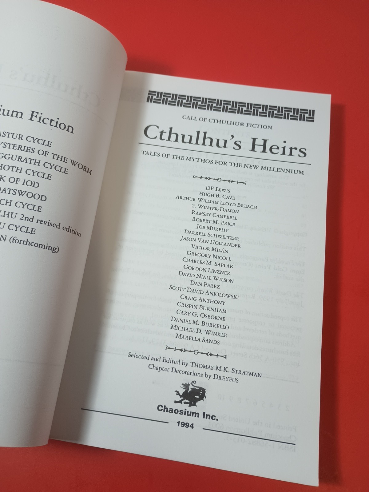 Cthulhu’s Heirs – Thomas M. K. Stratman ed. Chaosium Lovecraftian Cthulhu Mythos
