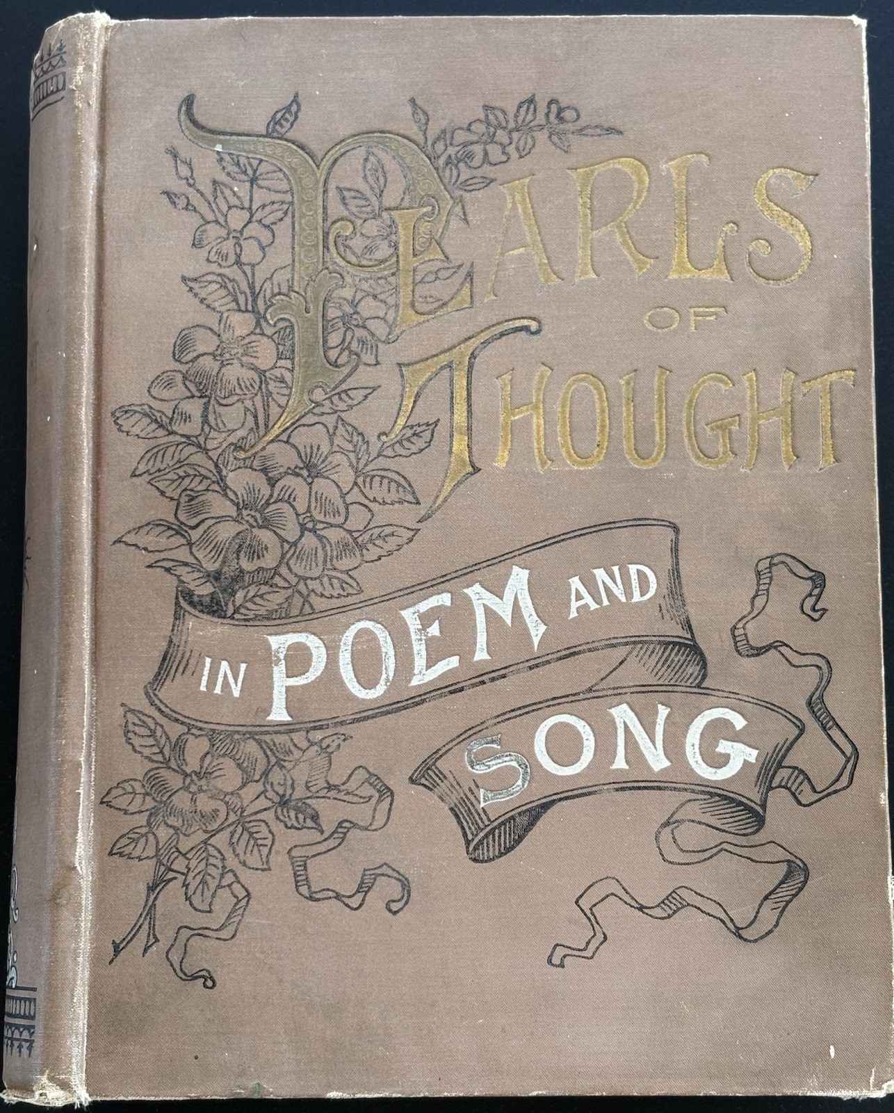 “Pearls Of Thought In Poem and Song” 1892 Antique Book Worn Paper Art Craft