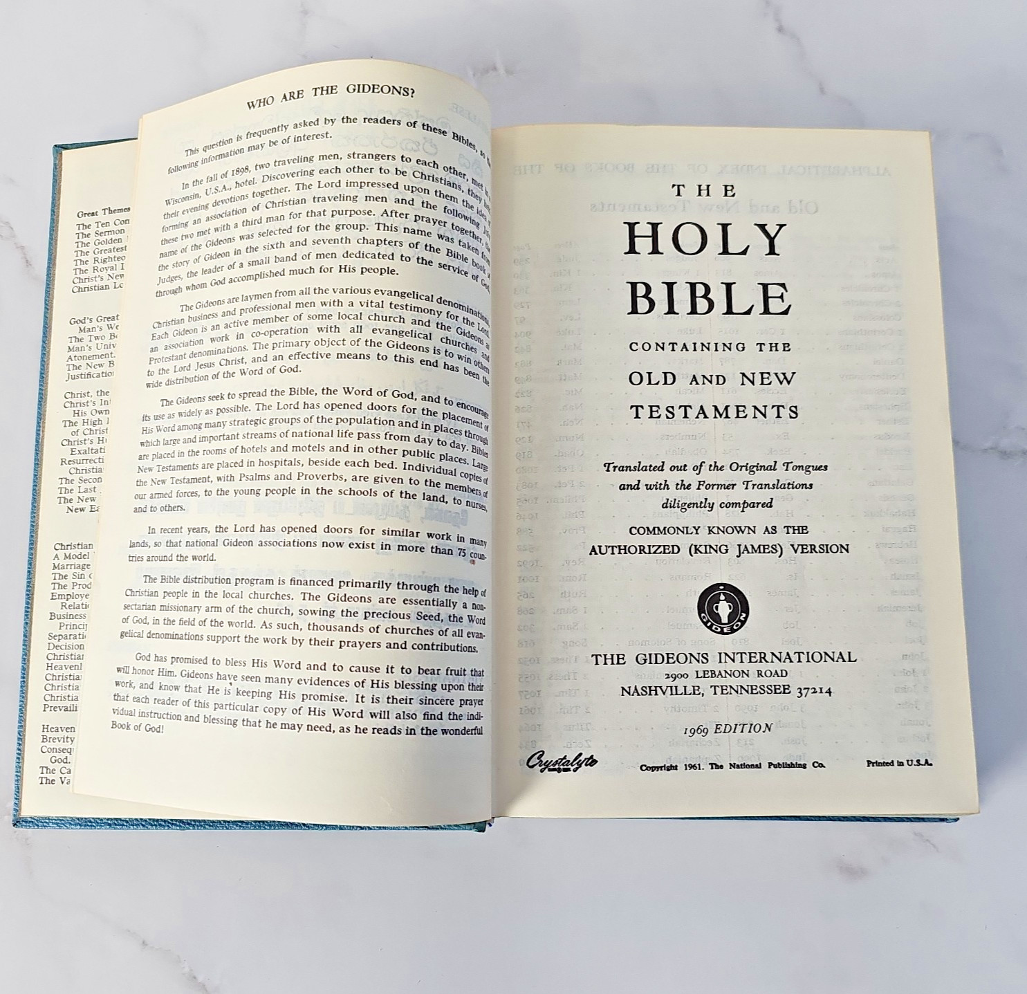 Holy Bible Placed By Gideons Authorized King James 1969 Blue Pebbled Hardcover