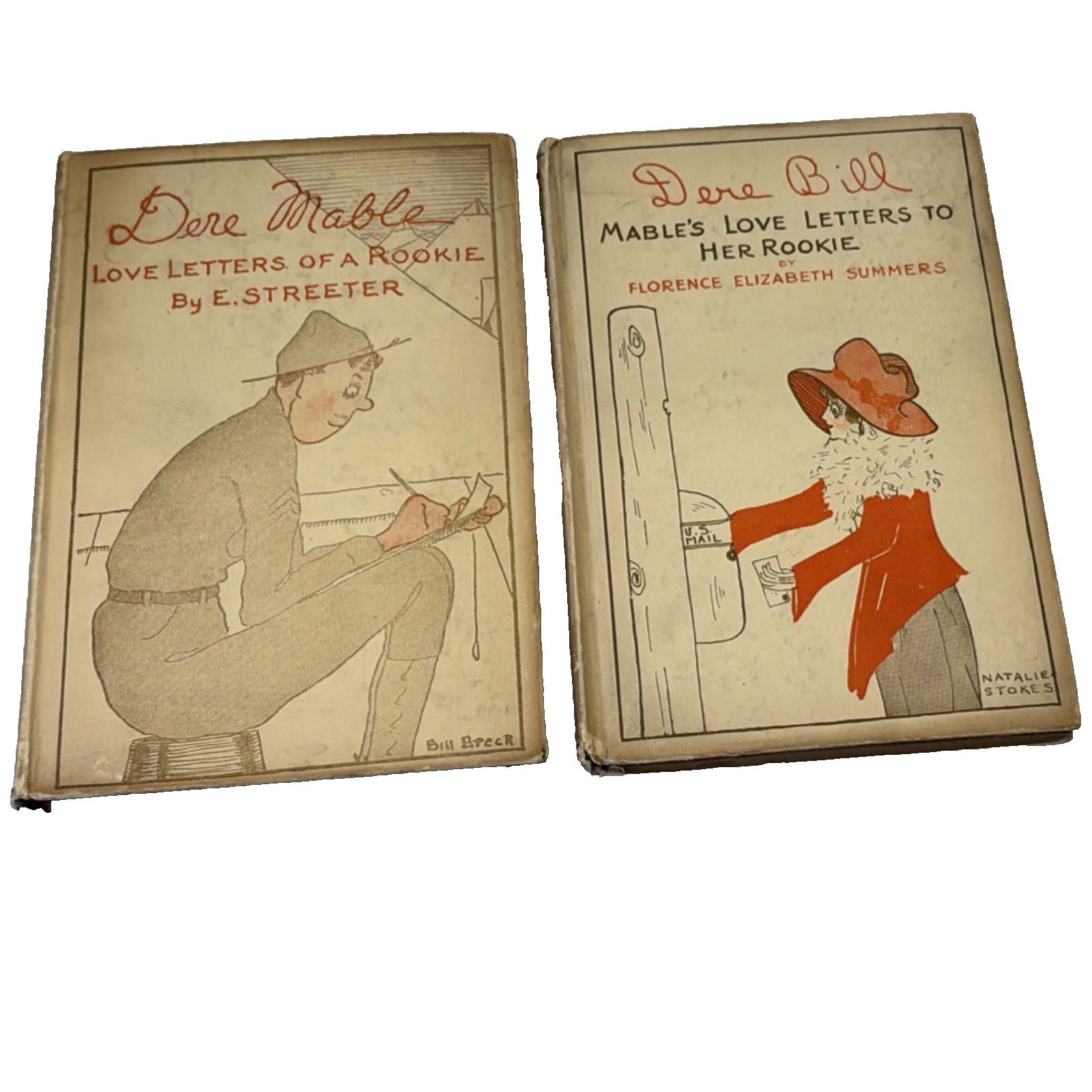 WWI Dear Mable and Dear Bill 1918 HC Illustrated Streeter Summer Love Letter Set
