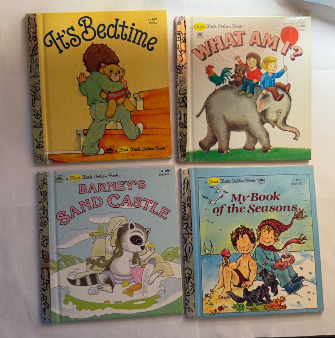 Vintage Lot of 4 – A First Little Golden Books-It’s Bedtime- WHAT AM I?