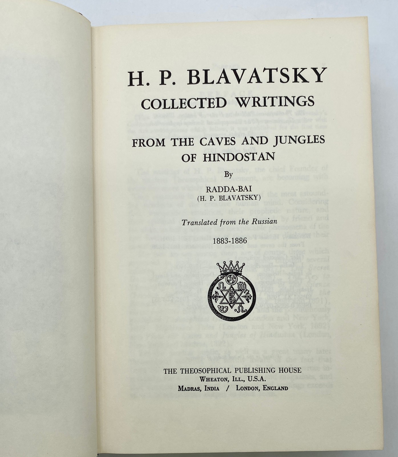 Blavatsky Collected Writings Caves & Jungles of Hindostan 1975 First Edition HC