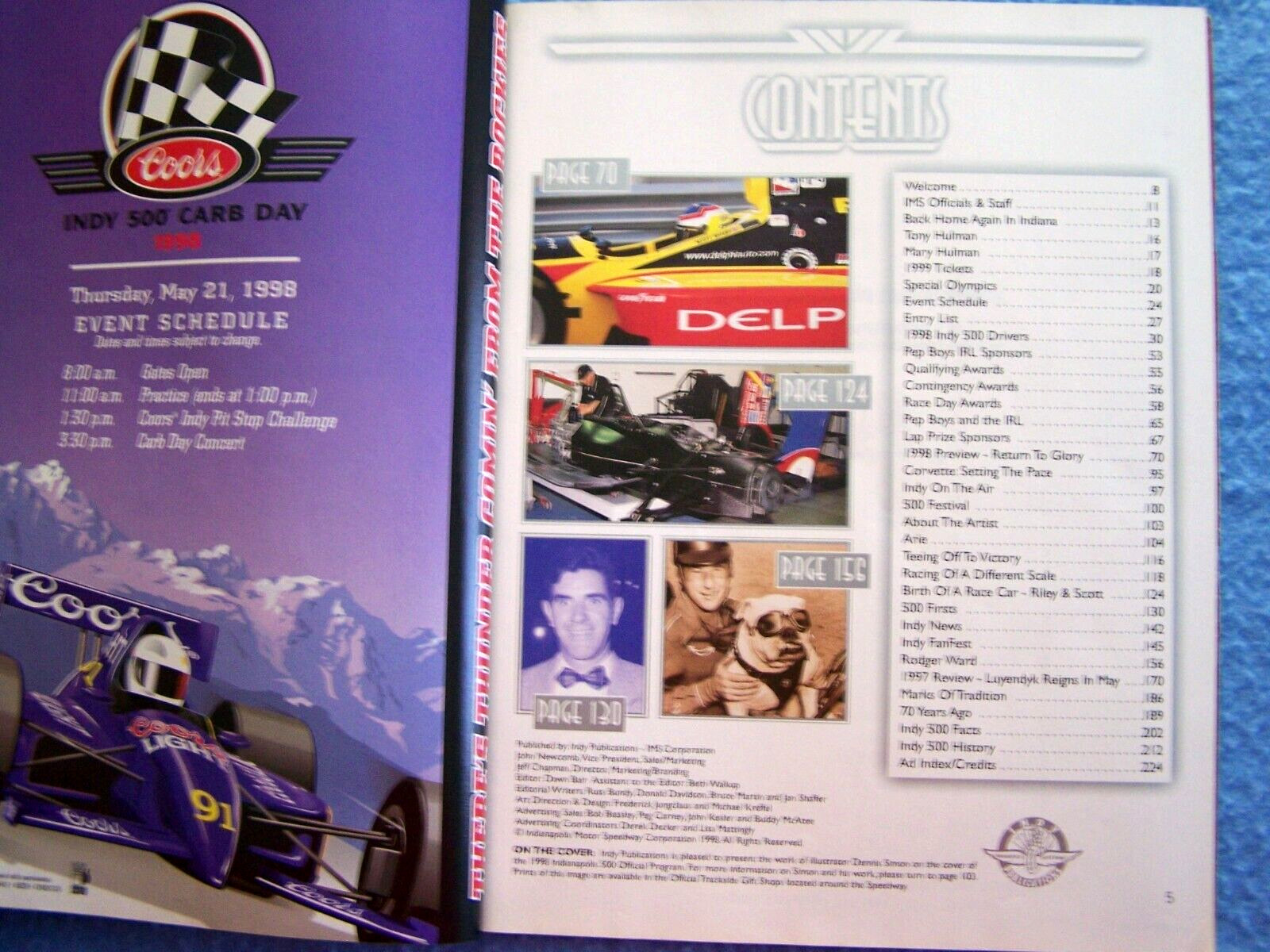 Indianapolis 500 Official Program May 24, 1998, 224 Pages, Good One!!