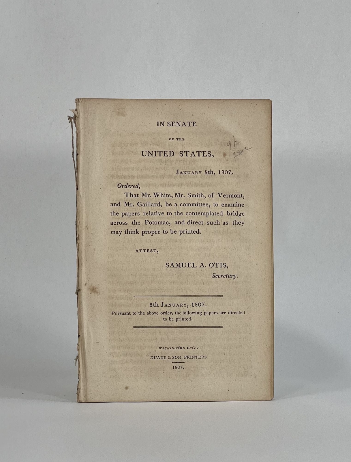 United States Congress Senate / Potomac Bridge In Senate of the United 1st ed