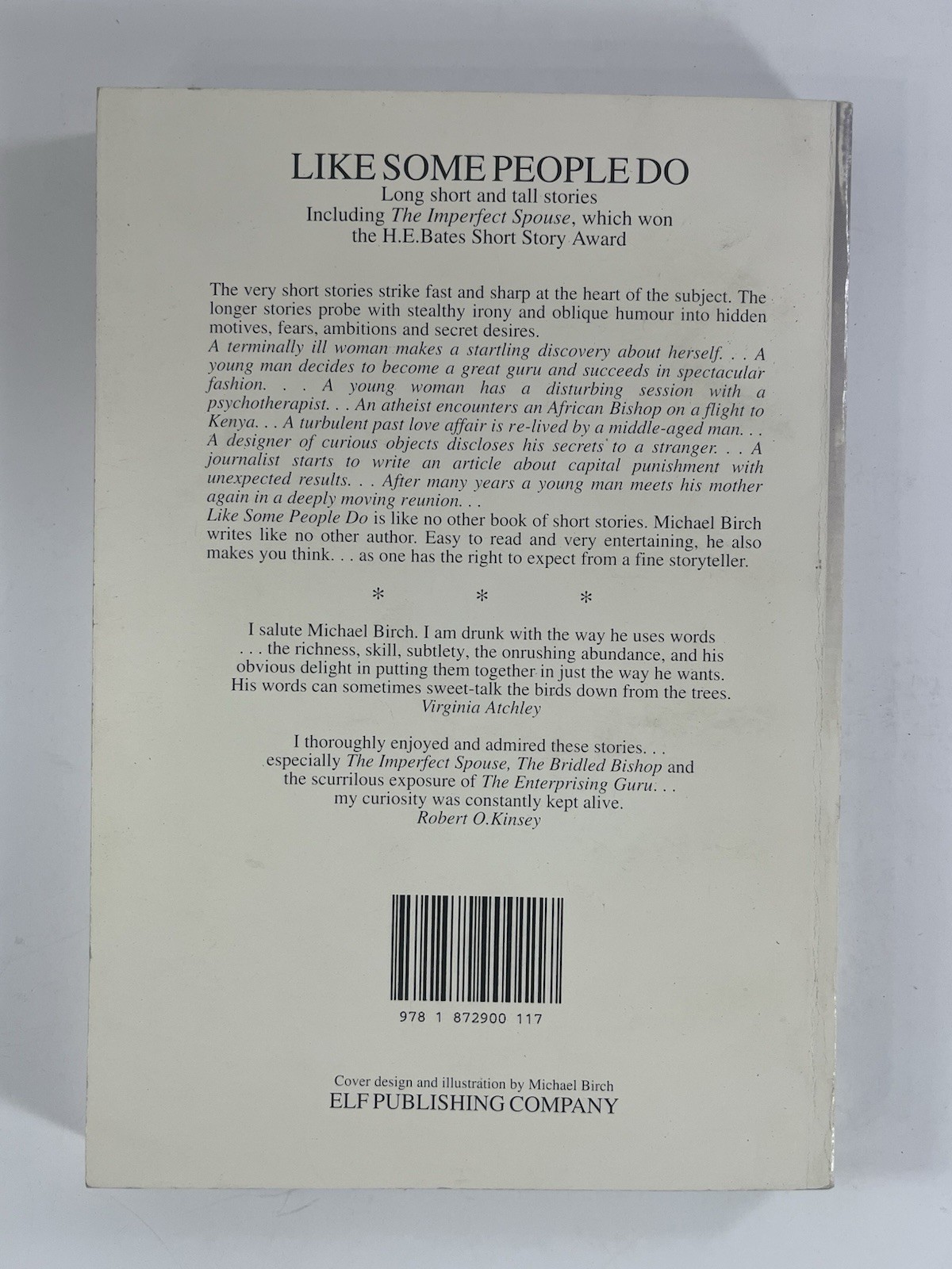 Like Some People Do ~ Michael Henry Birch ~ Signed 1993 Short Stories PB UK Pres