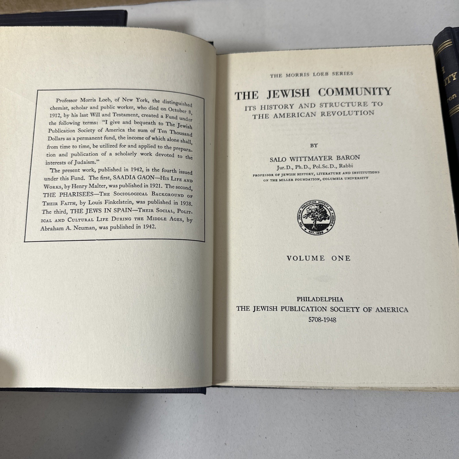 The Jewish Community by Baron 1948 Three Volume Set First Edition 3rd Printing