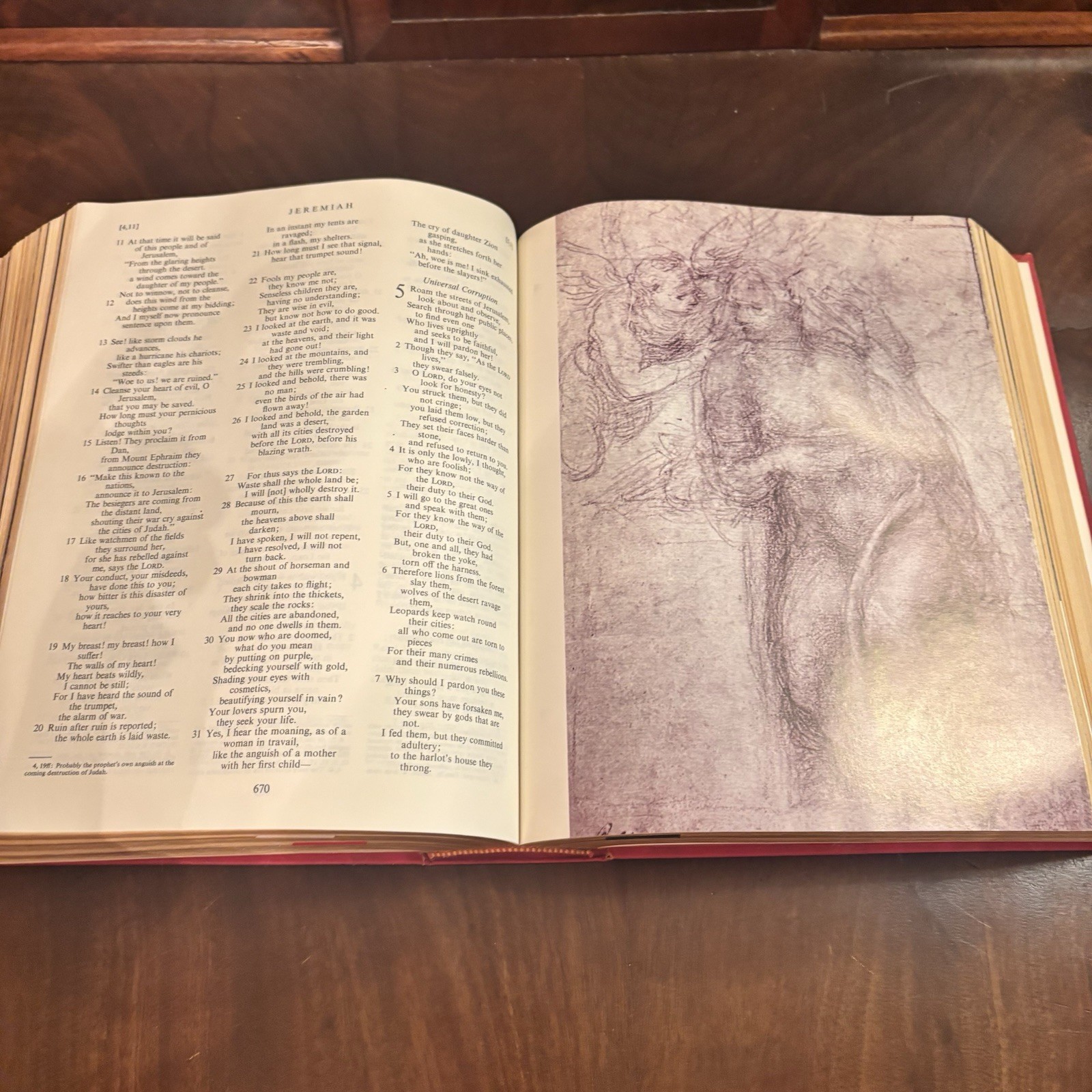 Vintage 1971 New American Bible Catholic Press Red Illustrated Large 10.5”x8.5”