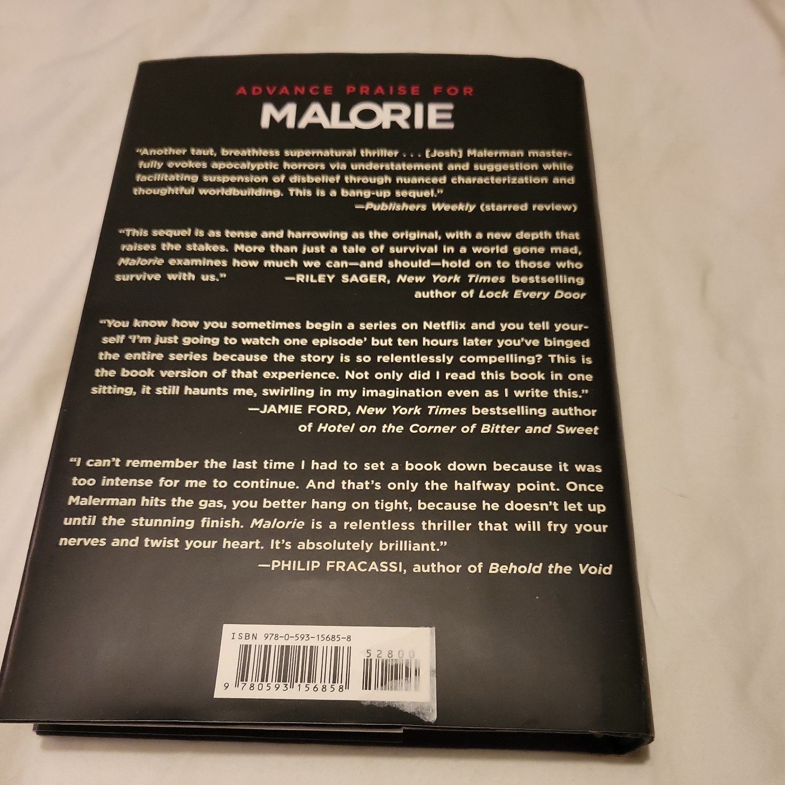 MALORIE Josh Malerman HORROR 1st Edition First Printing BIRD BOX sequel NOVEL